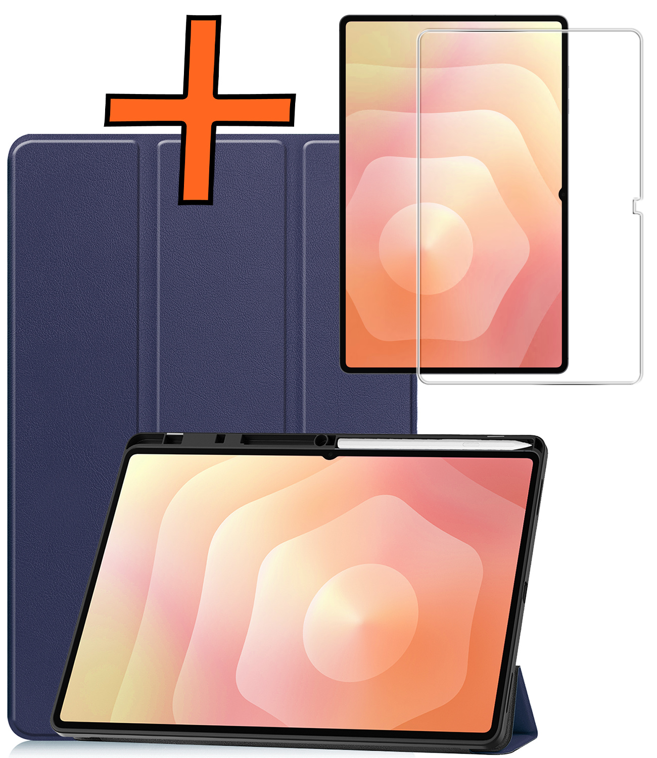 Nomfy Nomfy Samsung Galaxy Tab S11 Ultra Hoesje Met Uitsparing S Pen Met Screenprotector - Donkerblauw