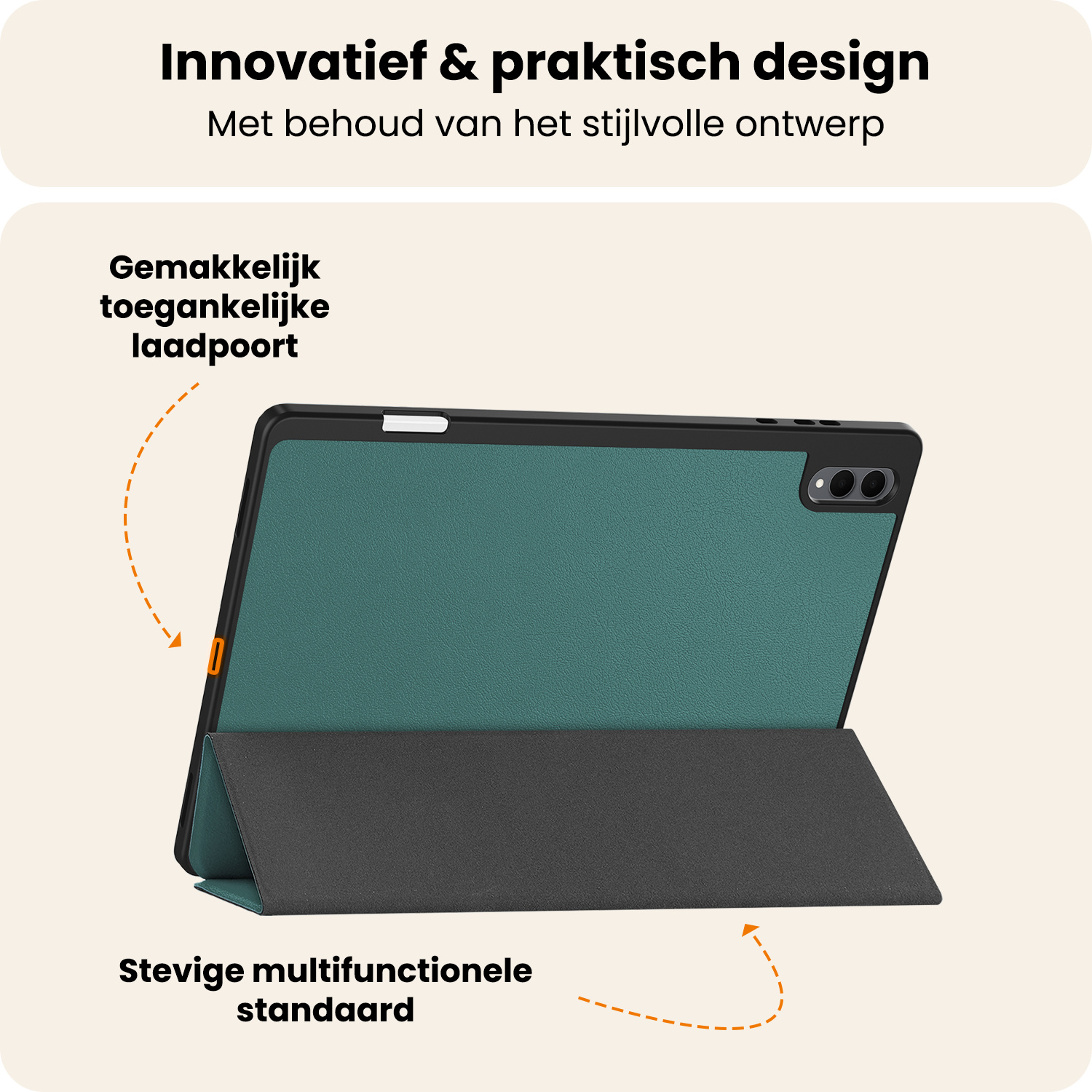 Nomfy Nomfy Samsung Galaxy Tab S11 Ultra Hoesje Met Uitsparing S Pen Met Screenprotector - Donkergroen