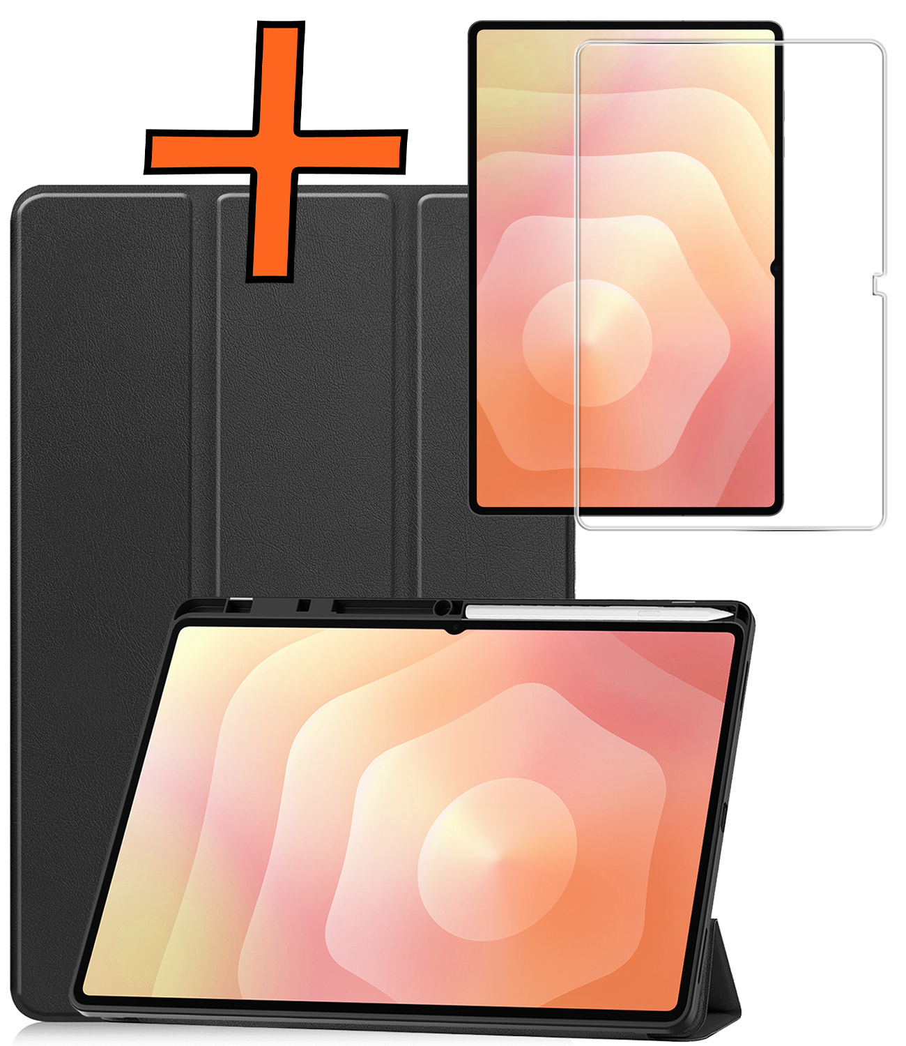 Nomfy Nomfy Samsung Galaxy Tab S11 Ultra Hoesje Met Uitsparing S Pen Met Screenprotector - Zwart