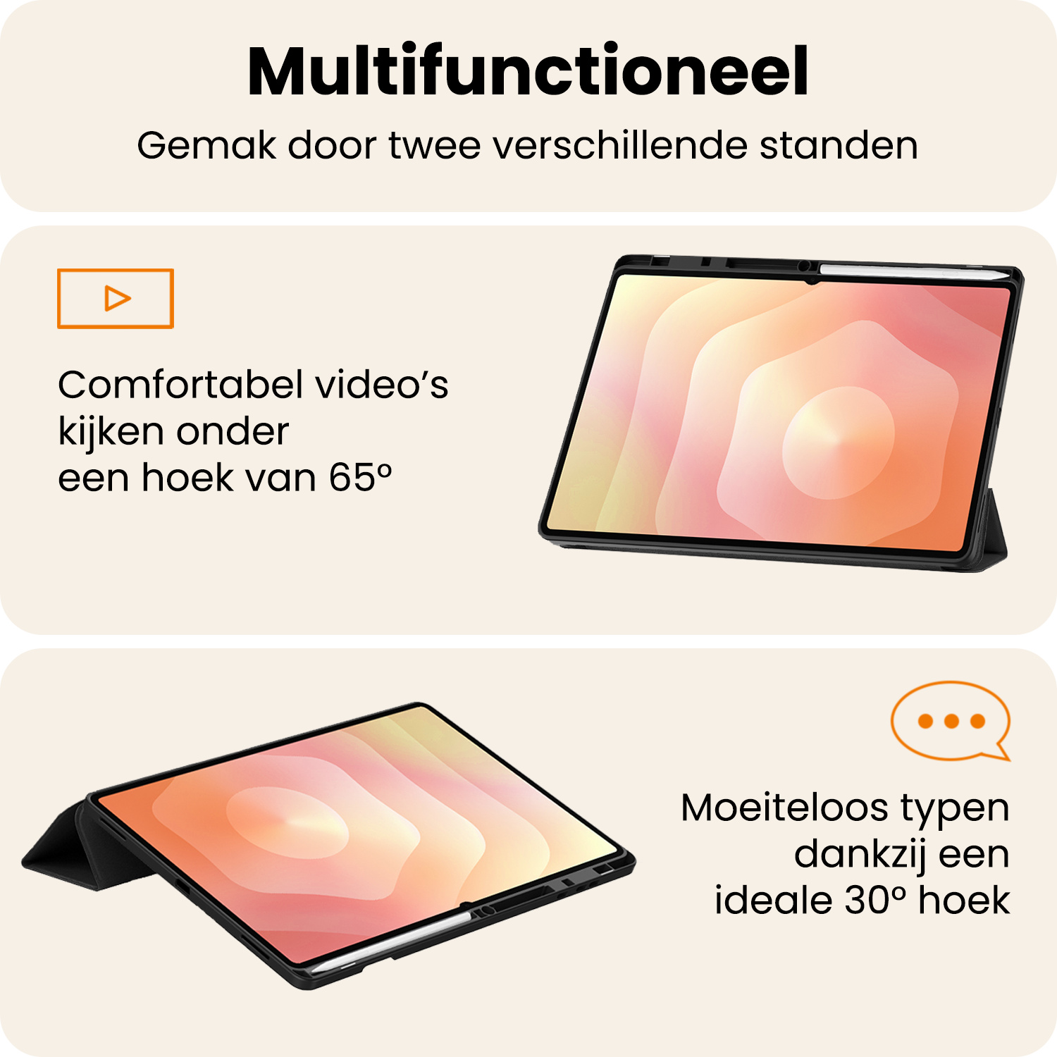 Nomfy Nomfy Samsung Galaxy Tab S11 Ultra Hoesje Met Uitsparing S Pen Met Screenprotector - Zwart