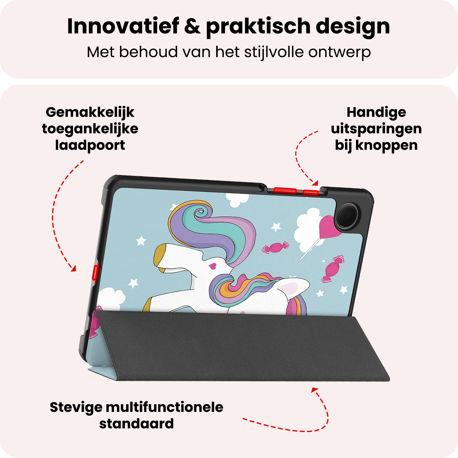 NoXx NoXx Samsung Galaxy Tab A11 Hoes Met Screenprotector - Eenhoorn
