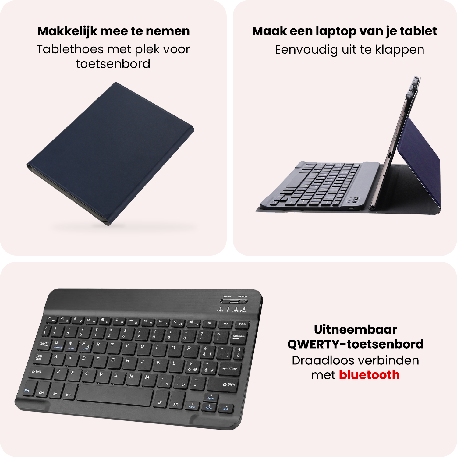 NoXx NoXx Samsung Galaxy Tab A11 Toetsenbordhoes - Donkerblauw