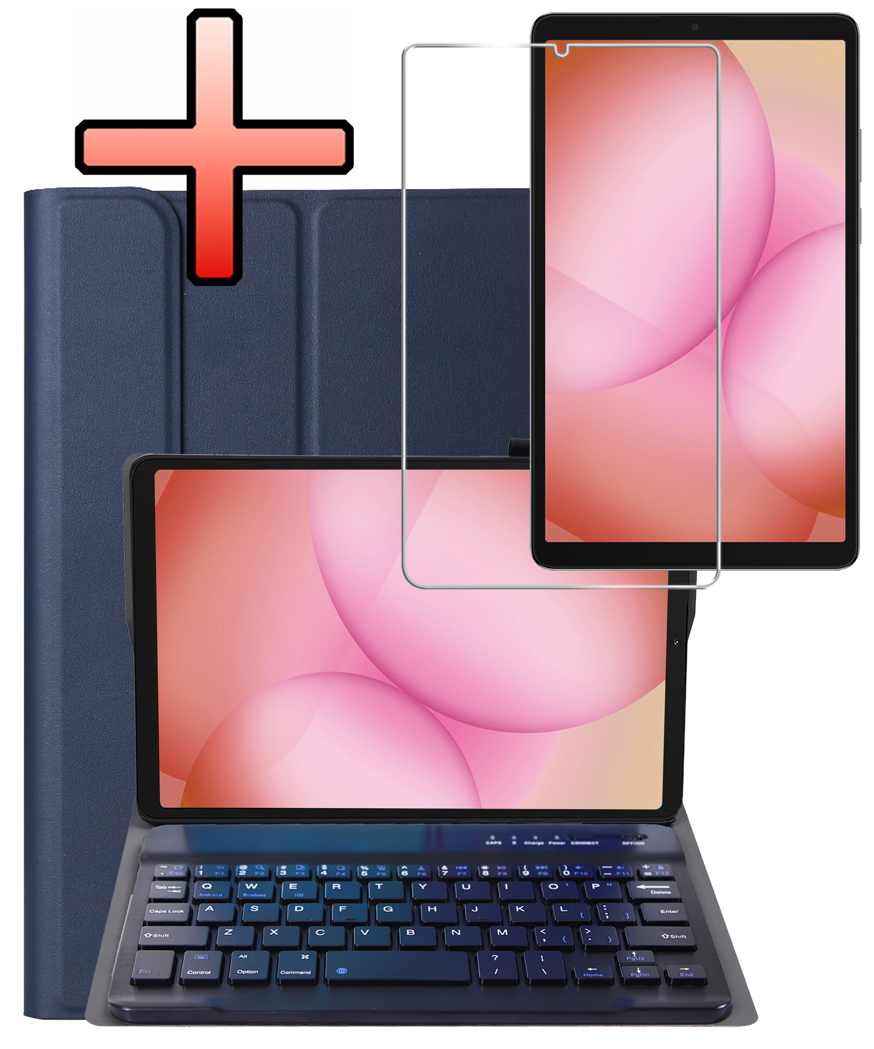 NoXx NoXx Samsung Galaxy Tab A11 Toetsenbordhoes Met Screenprotector - Donkerblauw