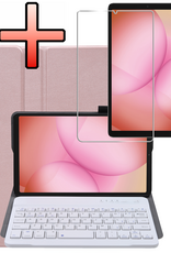 NoXx NoXx Samsung Galaxy Tab A11 Toetsenbordhoes Met Screenprotector - Rosé Goud