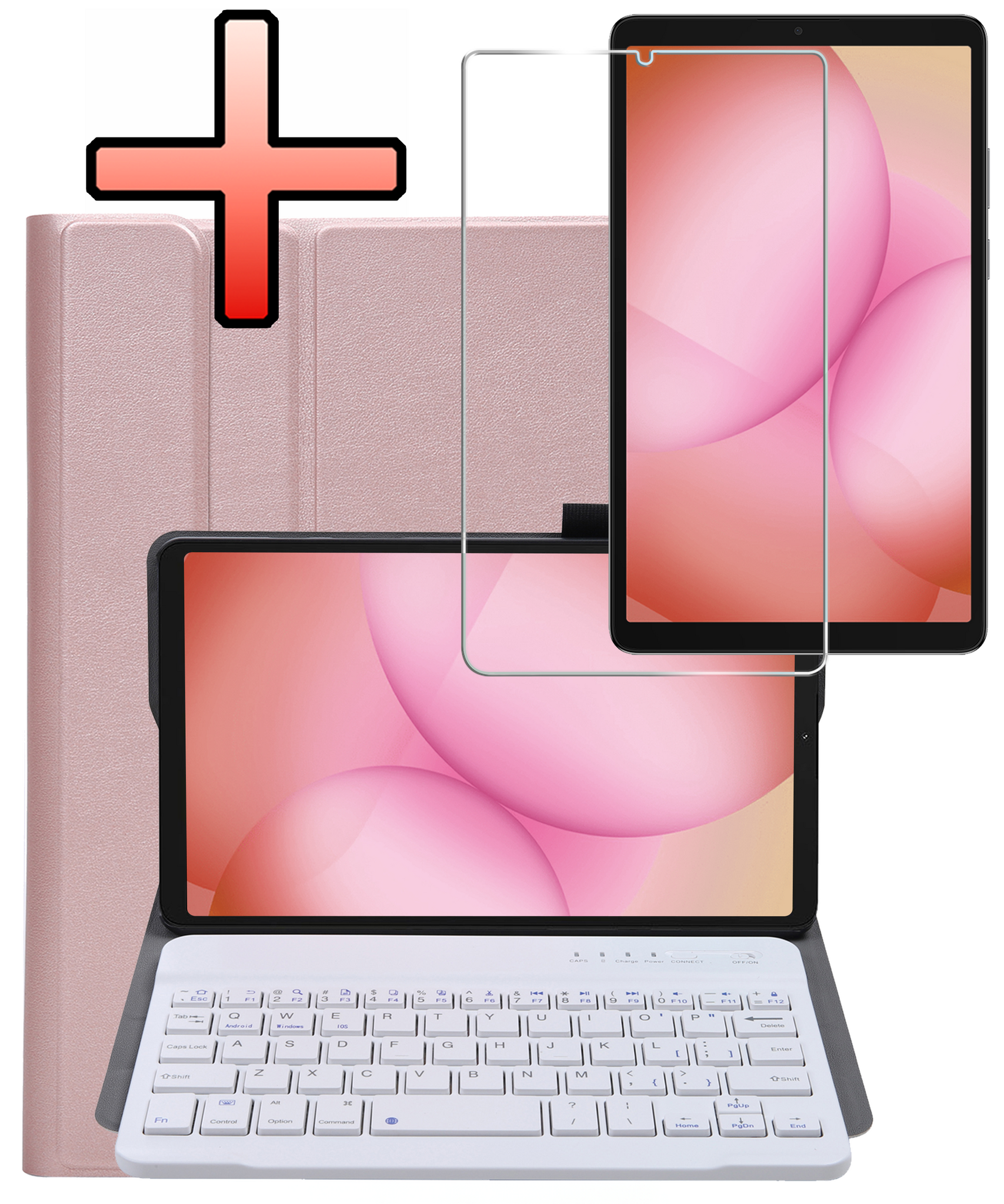 NoXx NoXx Samsung Galaxy Tab A11 Toetsenbordhoes Met Screenprotector - Rosé Goud