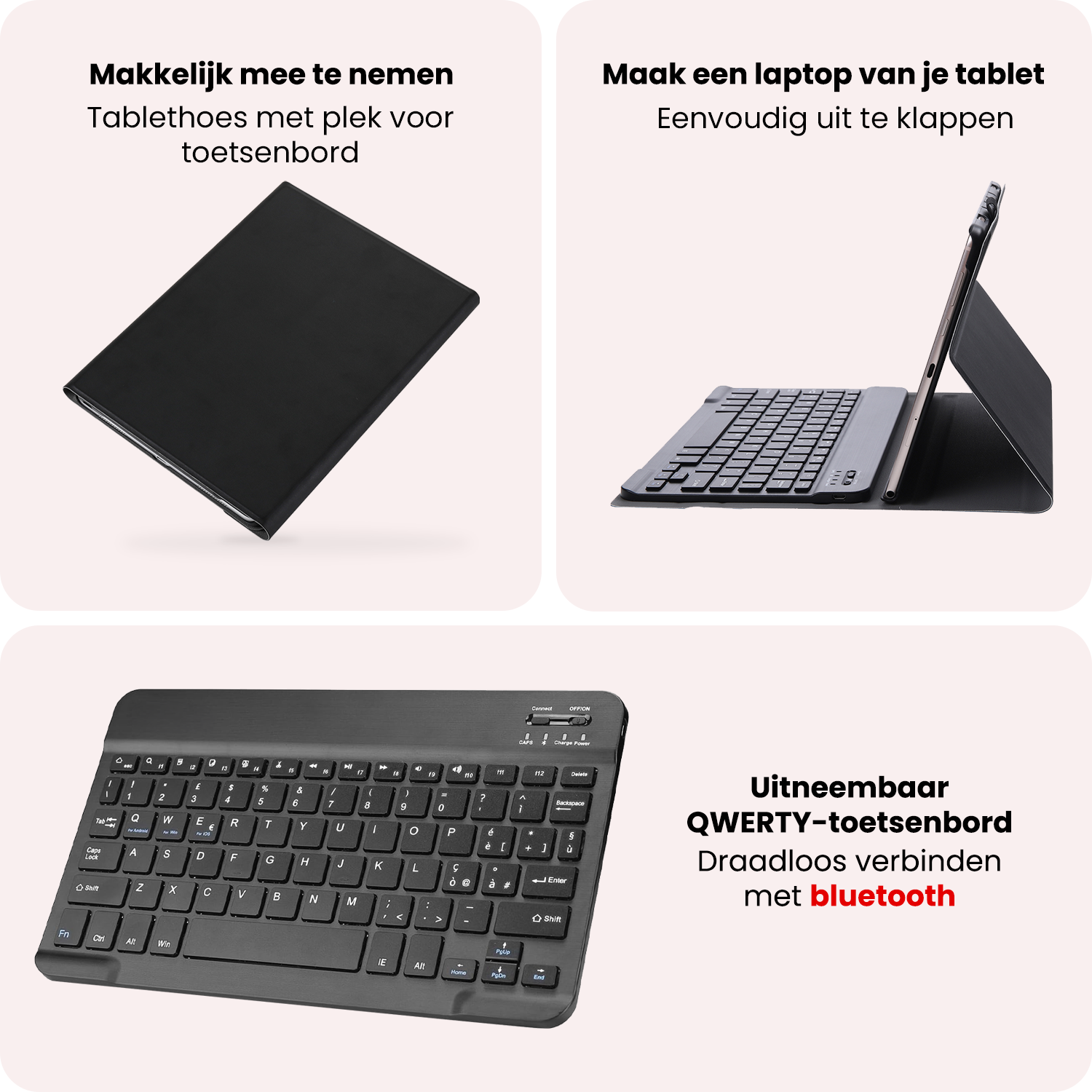 NoXx NoXx Samsung Galaxy Tab A11 Toetsenbordhoes Met Screenprotector - Zwart