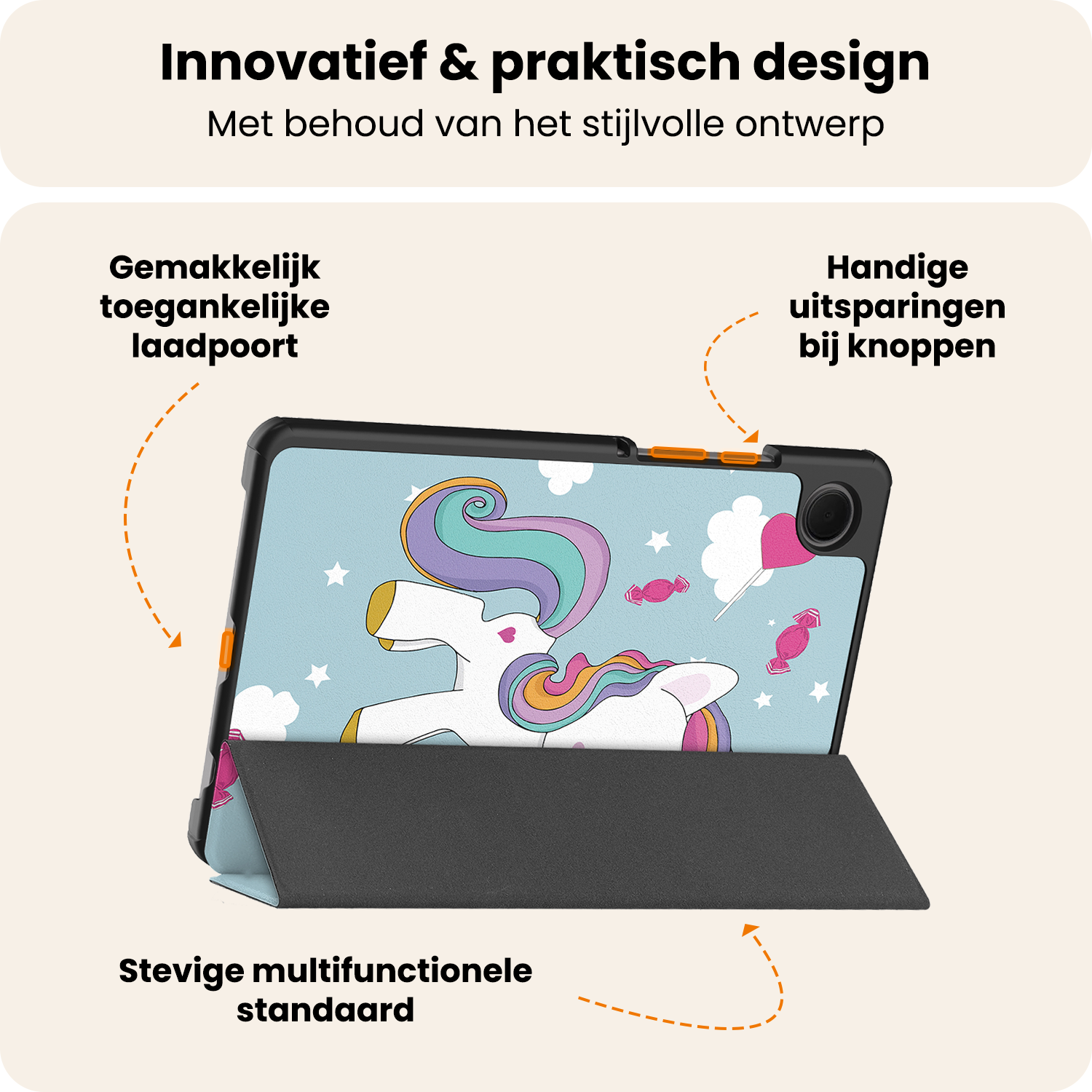 Nomfy Nomfy Samsung Galaxy Tab A11 Hoes Met Screenprotector - Eenhoorn