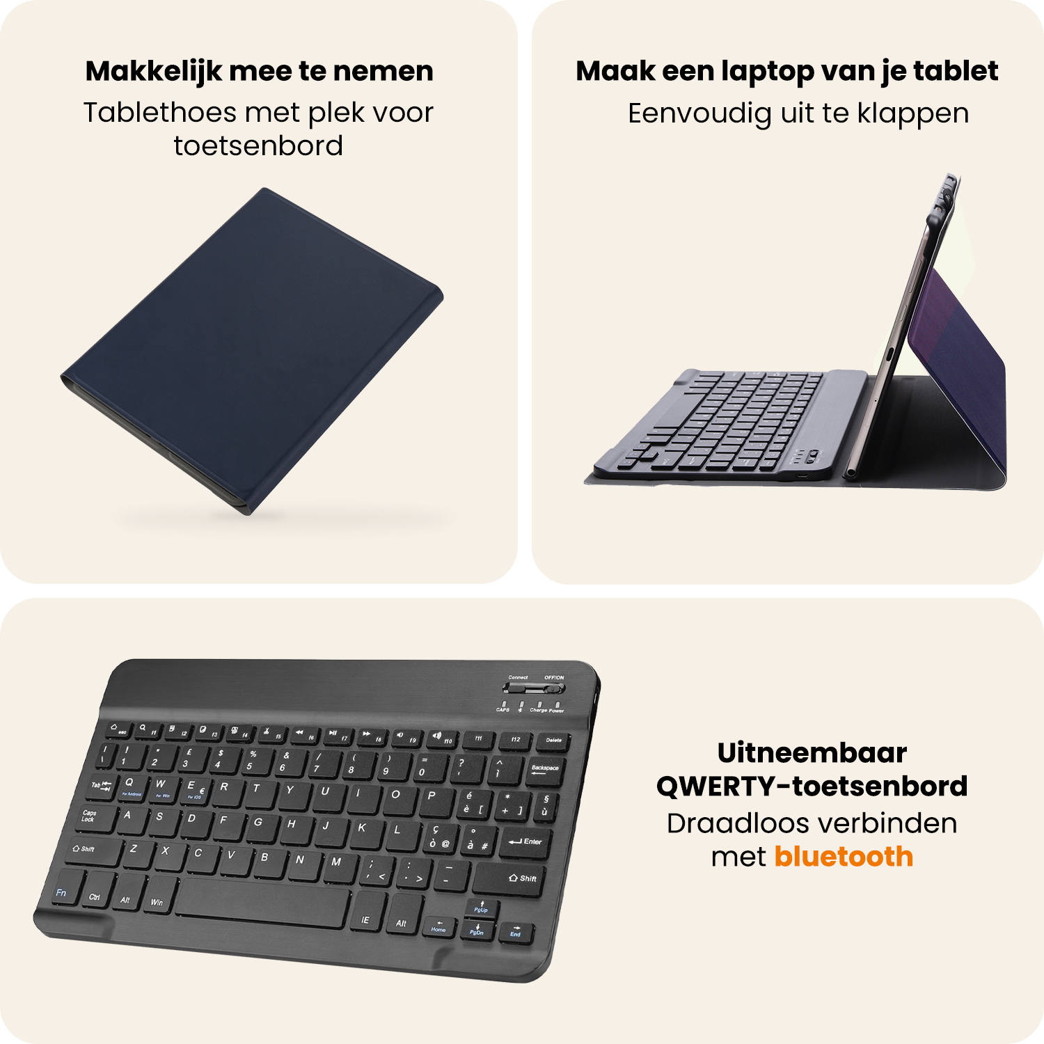 Nomfy Nomfy Samsung Galaxy Tab A11 Toetsenbordhoes Met Screenprotector - Donkerblauw