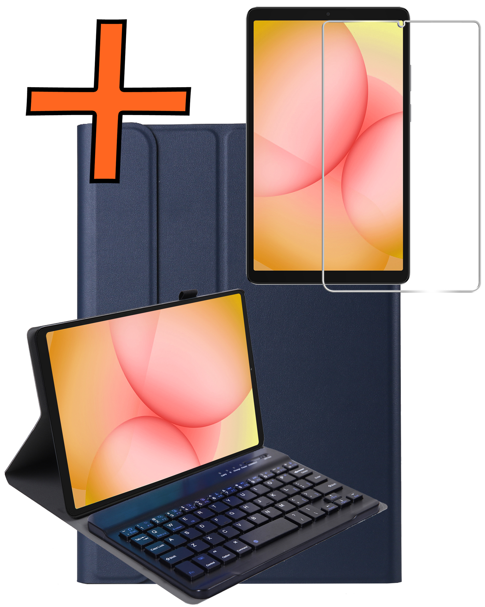 Nomfy Nomfy Samsung Galaxy Tab A11 Toetsenbordhoes Met Screenprotector - Donkerblauw