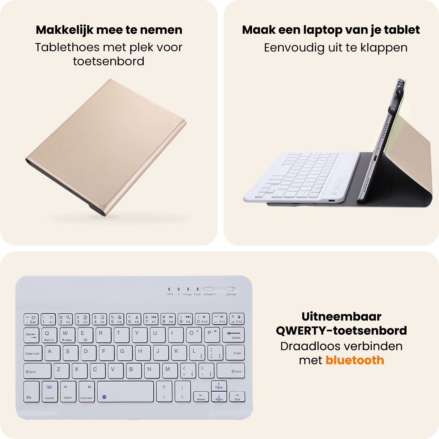 Nomfy Nomfy Samsung Galaxy Tab A11 Toetsenbordhoes Met Screenprotector - Goud
