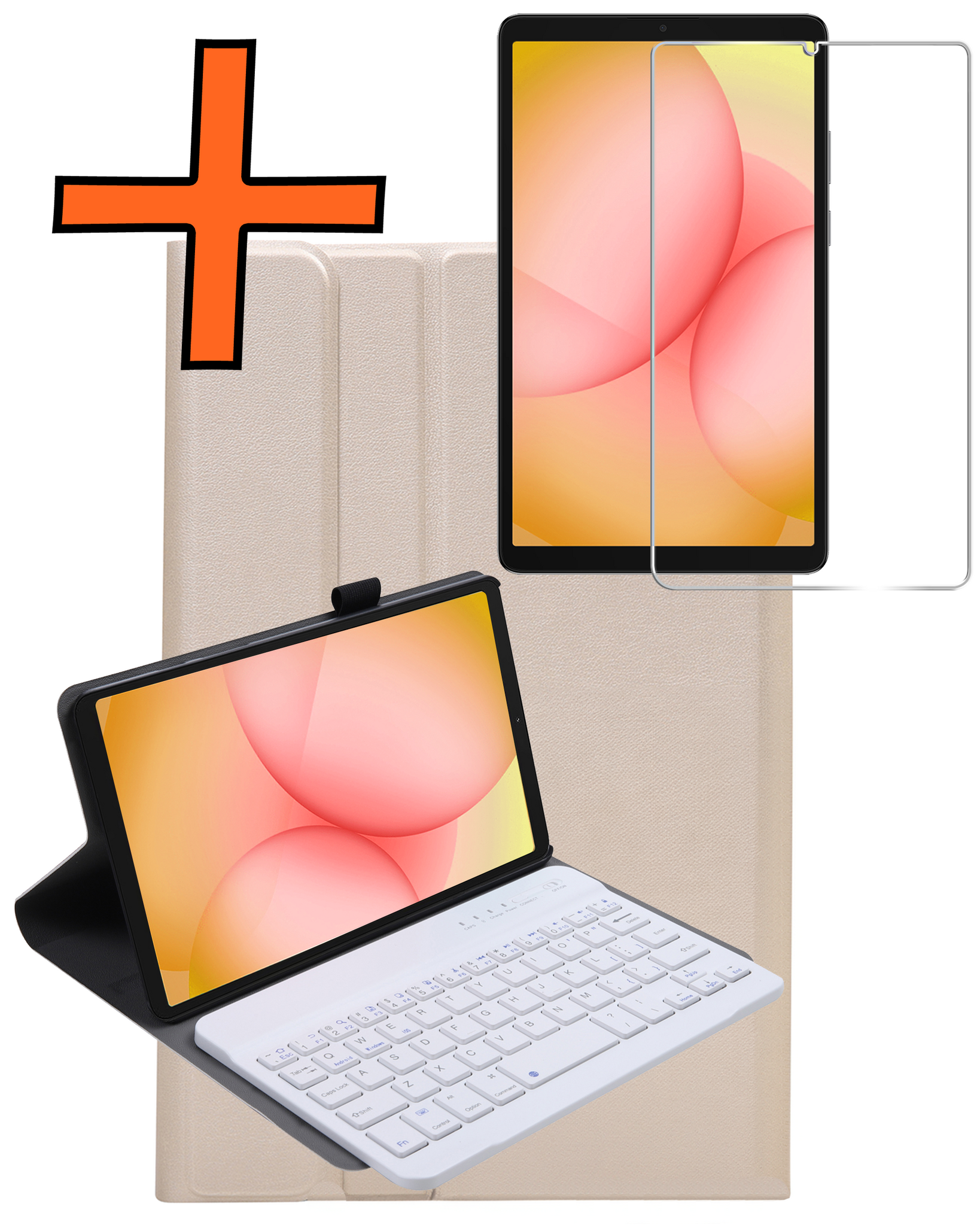 Nomfy Nomfy Samsung Galaxy Tab A11 Toetsenbordhoes Met Screenprotector - Goud