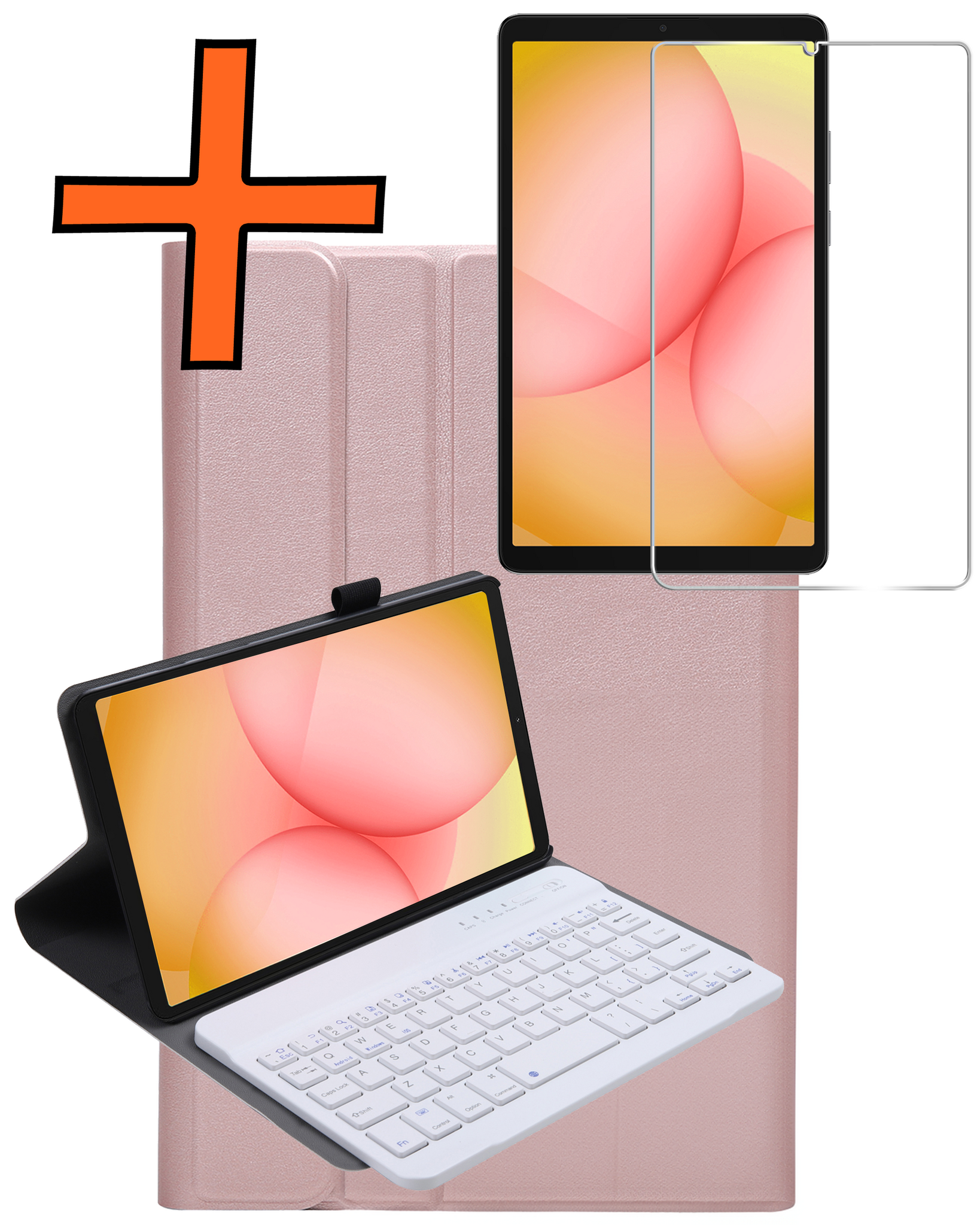 Nomfy Nomfy Samsung Galaxy Tab A11 Toetsenbordhoes Met Screenprotector - Rosé Goud