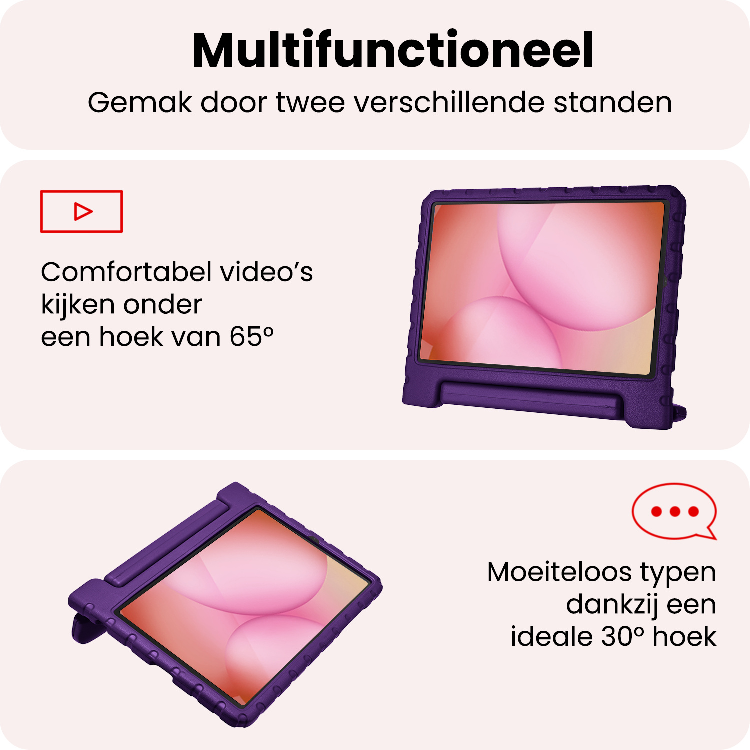 NoXx NoXx Samsung Galaxy Tab A11 Kinderhoes Met Screenprotector - Paars