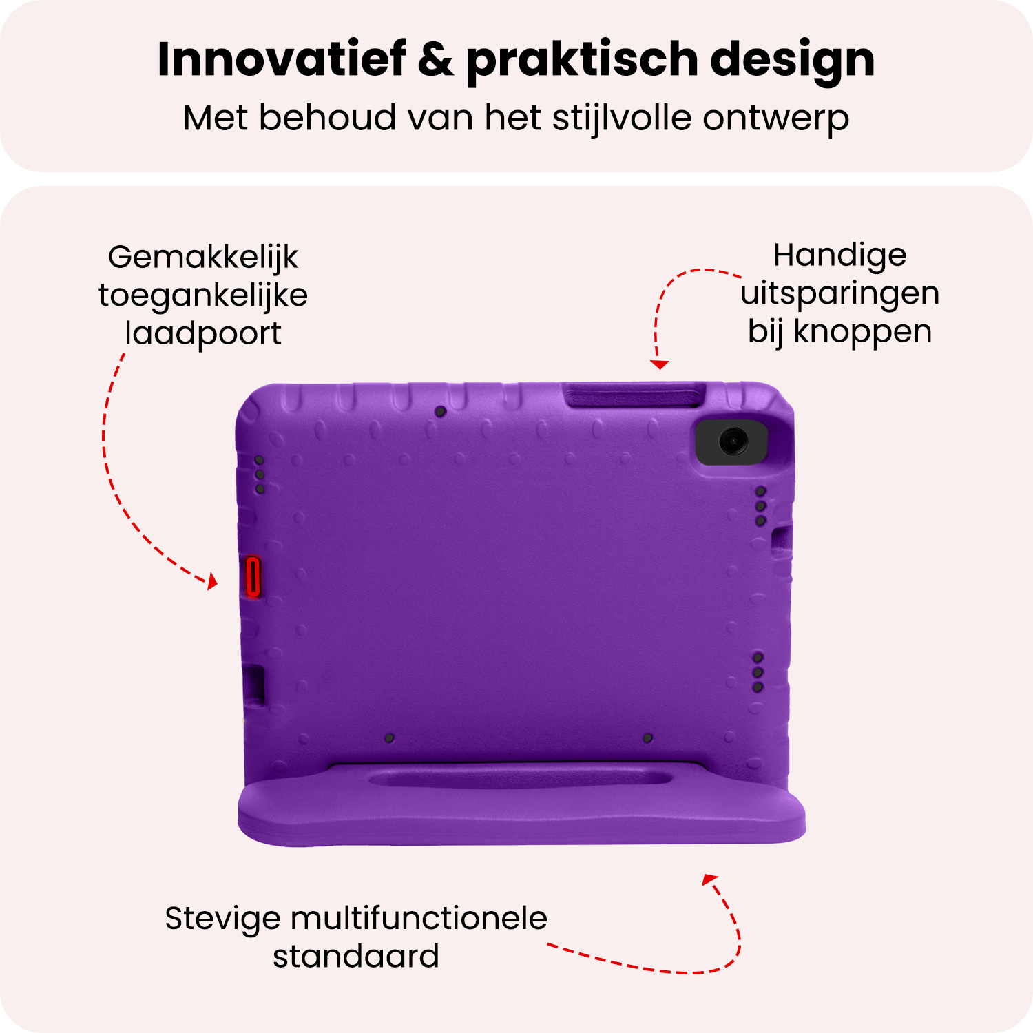 NoXx NoXx Samsung Galaxy Tab A11 Kinderhoes Met Screenprotector - Paars