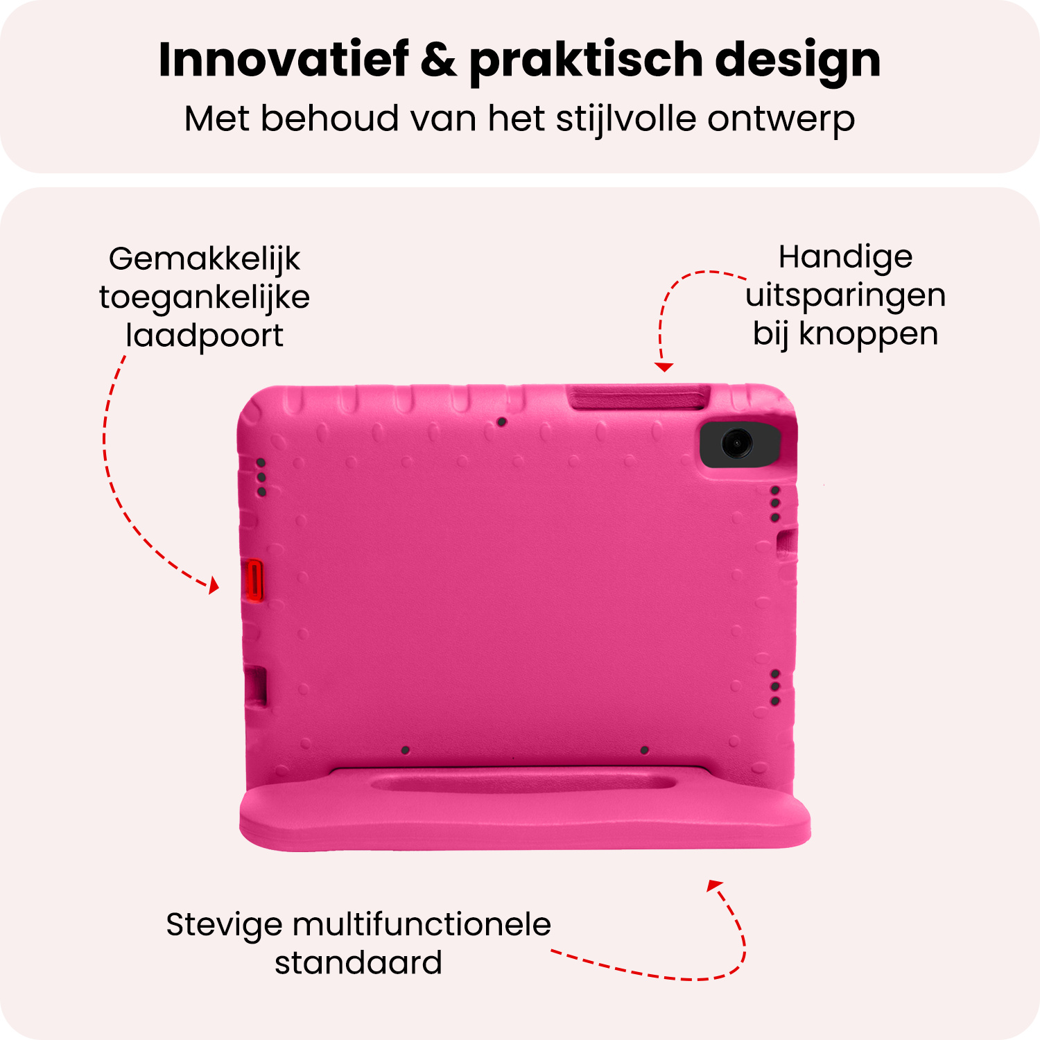 NoXx NoXx Samsung Galaxy Tab A11 Kinderhoes Met Screenprotector - Roze