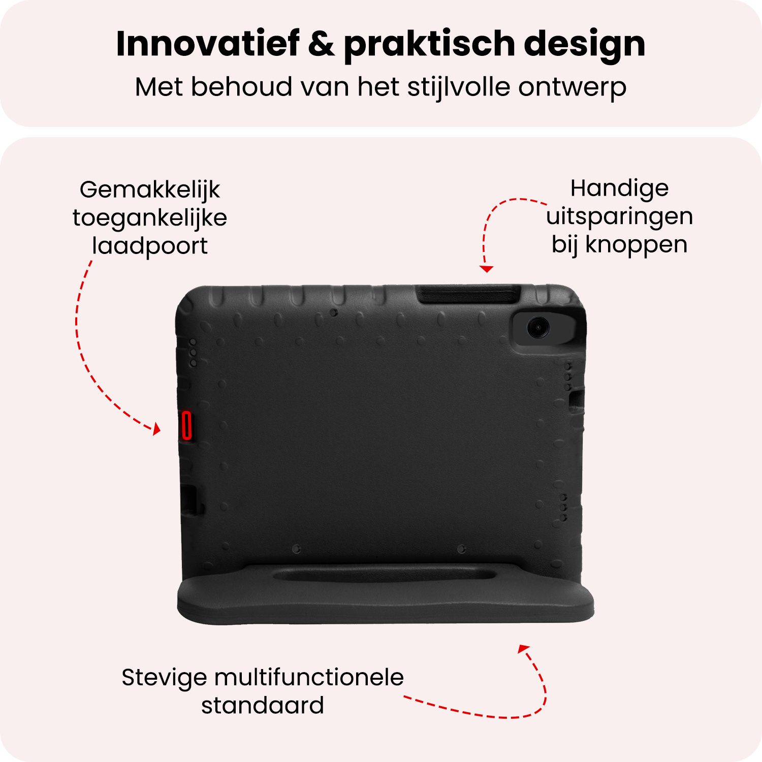 NoXx NoXx Samsung Galaxy Tab A11 Kinderhoes Met Screenprotector - Zwart