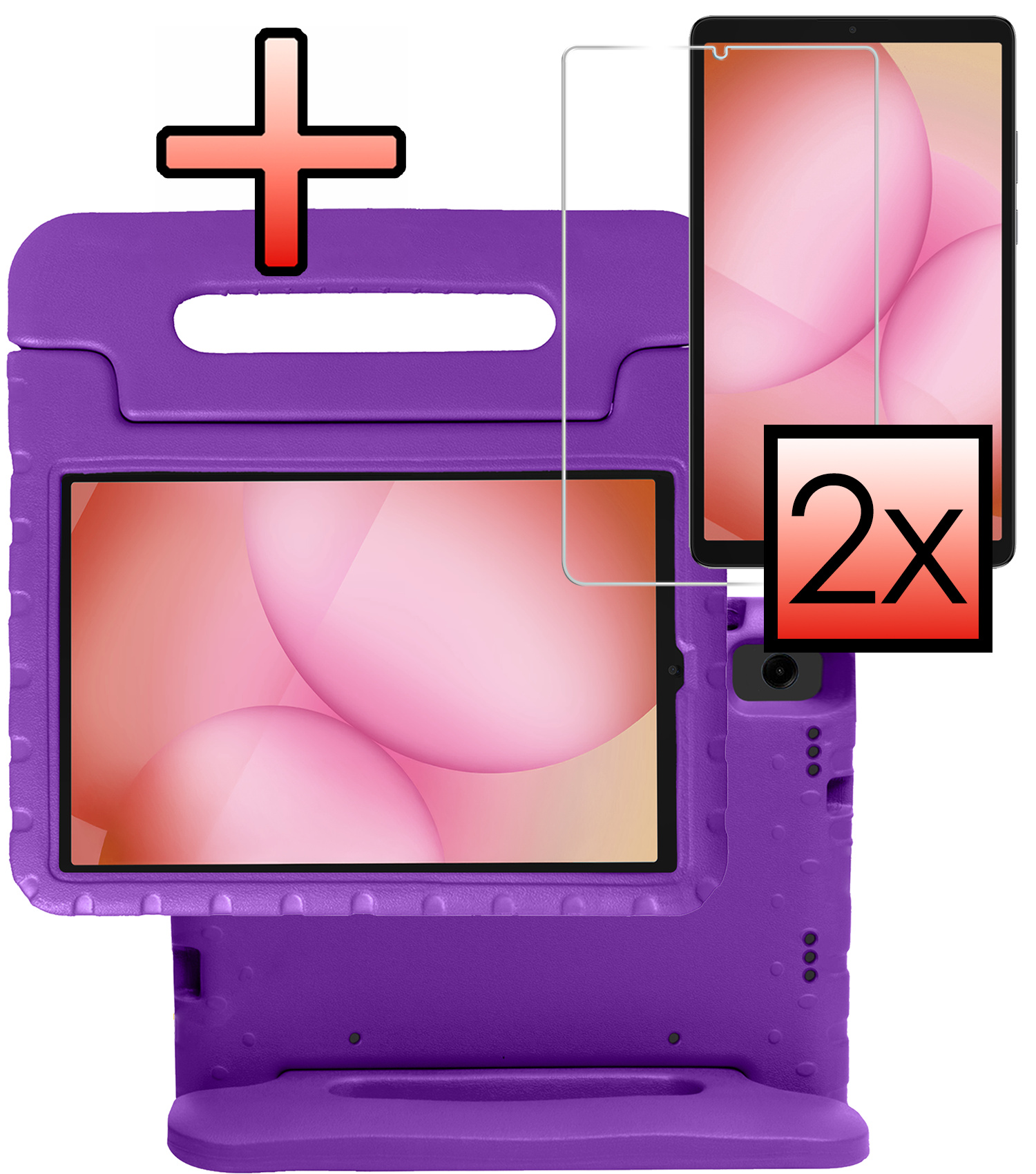NoXx NoXx Samsung Galaxy Tab A11 Kinderhoes Met 2x Screenprotector - Paars