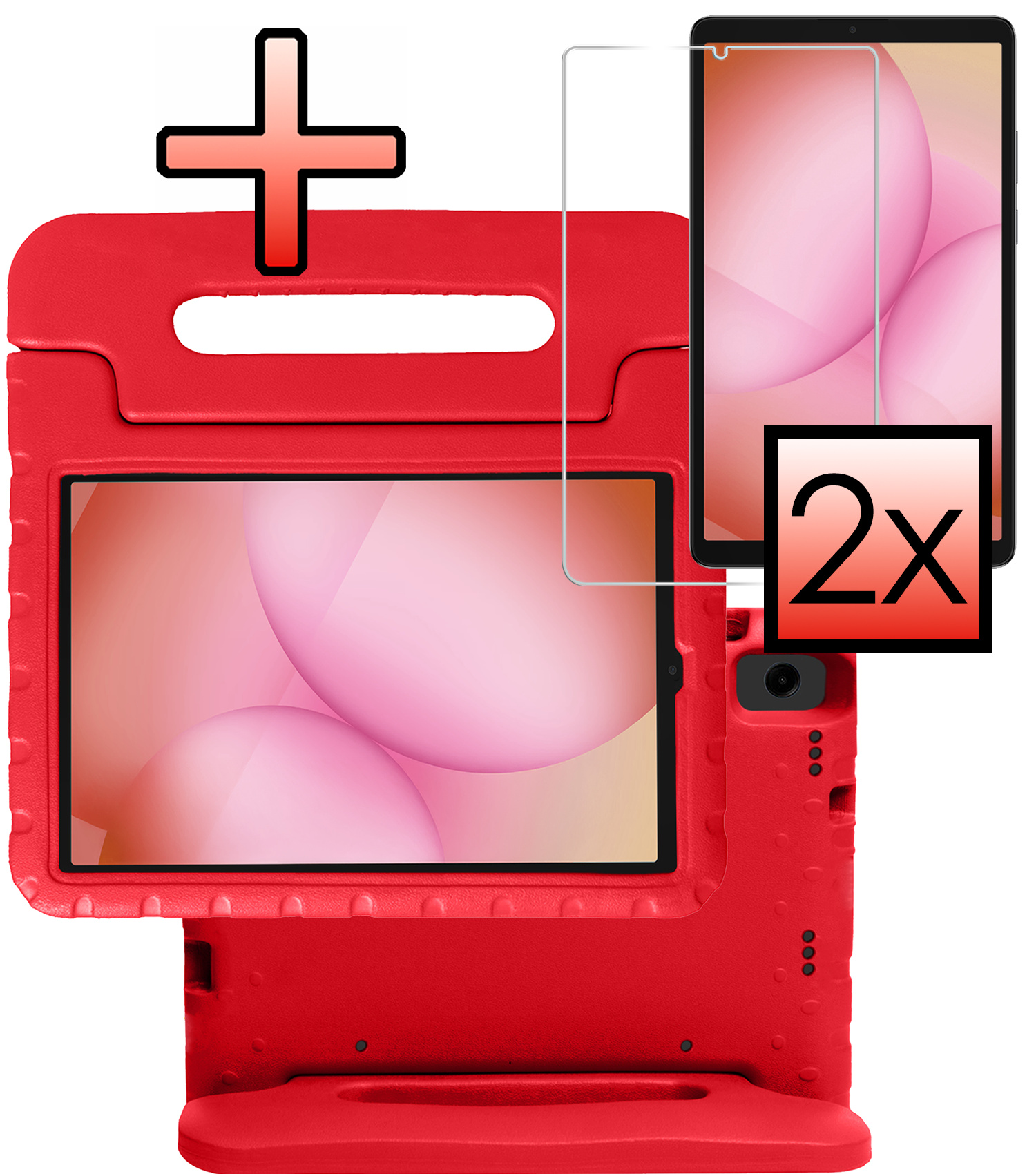 NoXx NoXx Samsung Galaxy Tab A11 Kinderhoes Met 2x Screenprotector - Rood