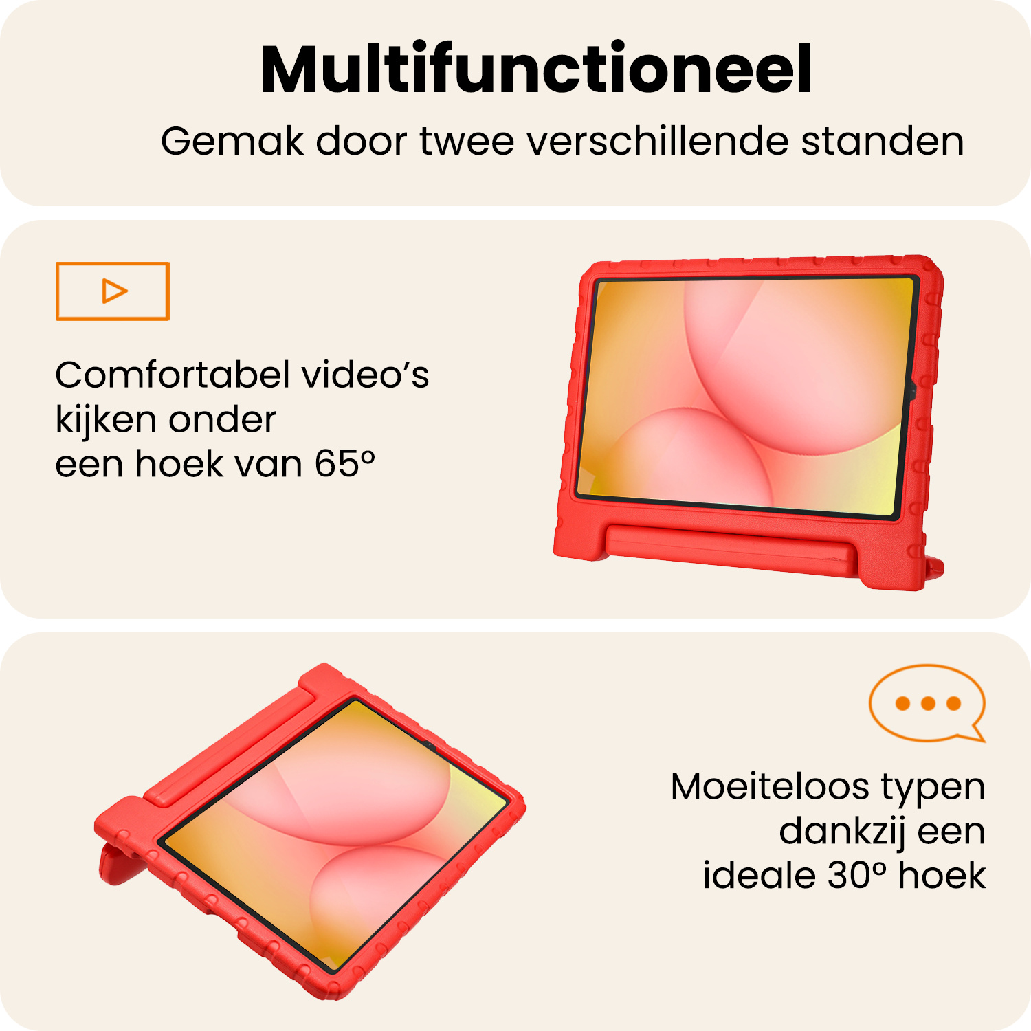 Nomfy Nomfy Samsung Galaxy Tab A11 Kinderhoes Met Screenprotector - Rood