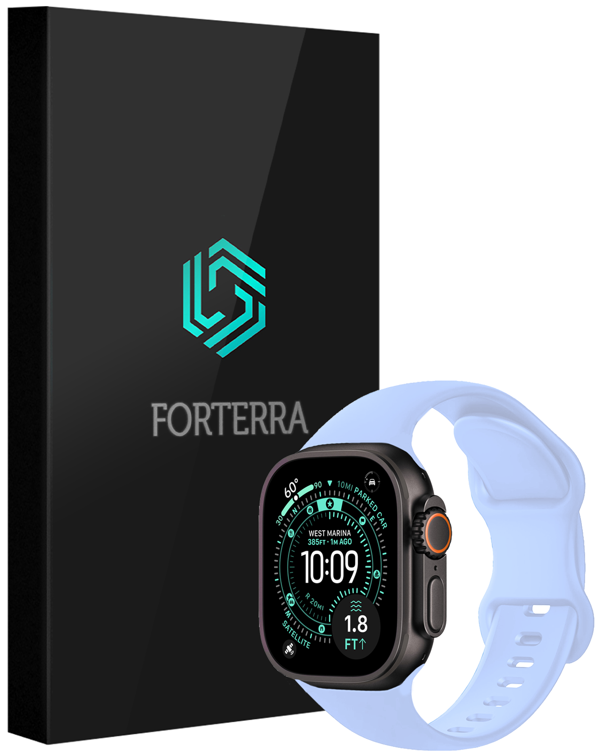 Forterra Forterra Apple Watch Bandje Siliconen Verstelbaar (49 mm) - Baby Blauw