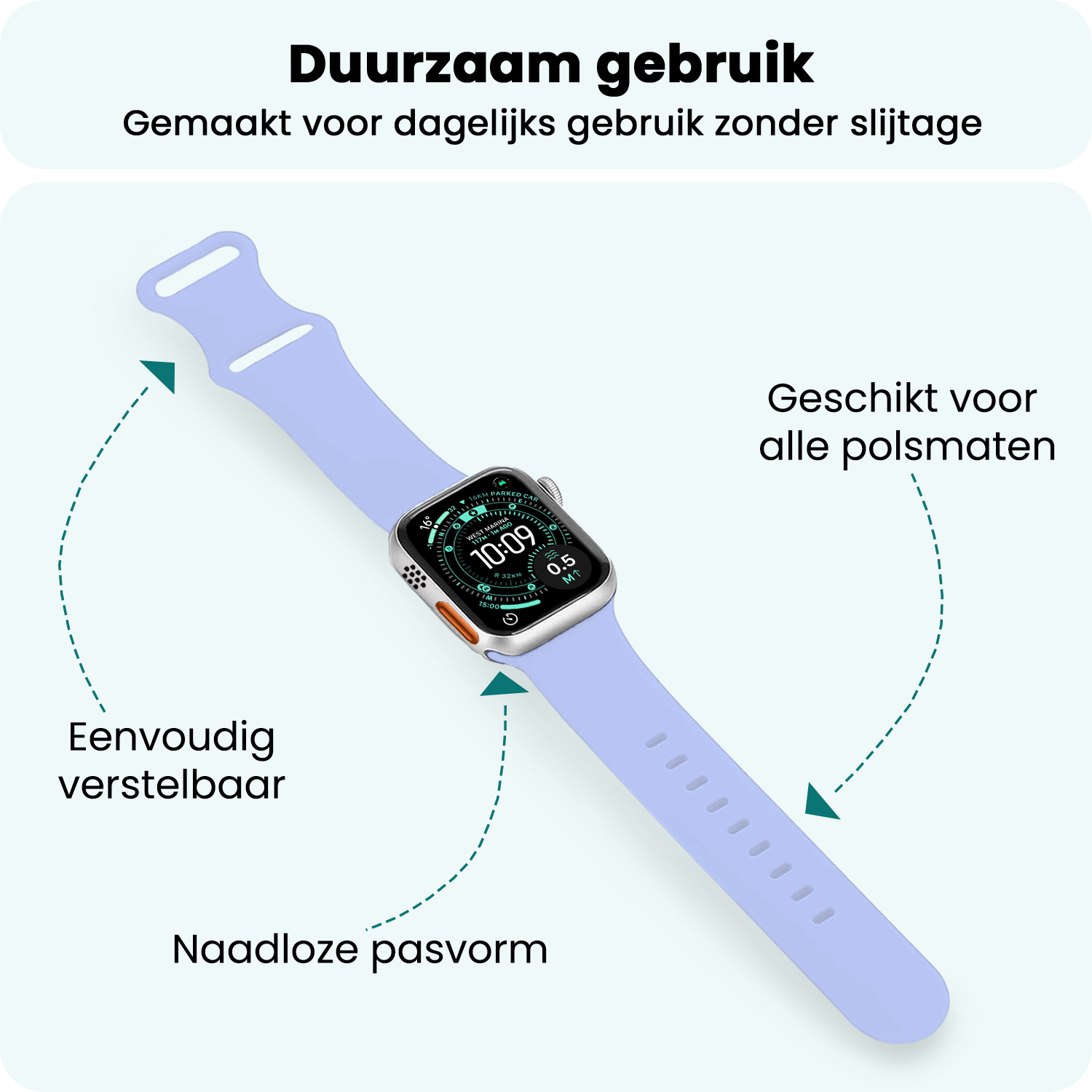 Forterra Forterra Apple Watch Bandje Siliconen Verstelbaar (49 mm) - Baby Blauw