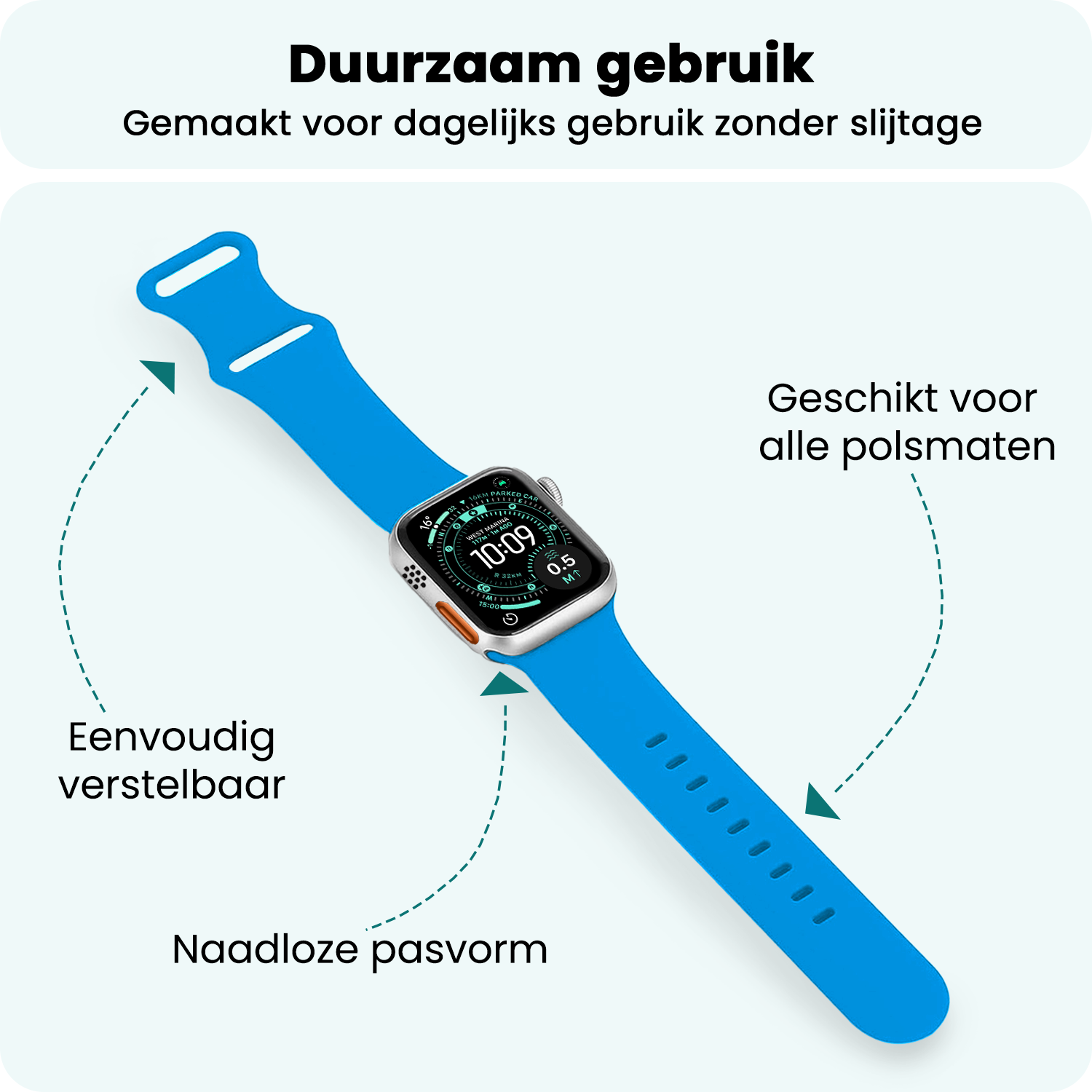 Forterra Forterra Apple Watch Bandje Siliconen Verstelbaar (49 mm) - Blauw