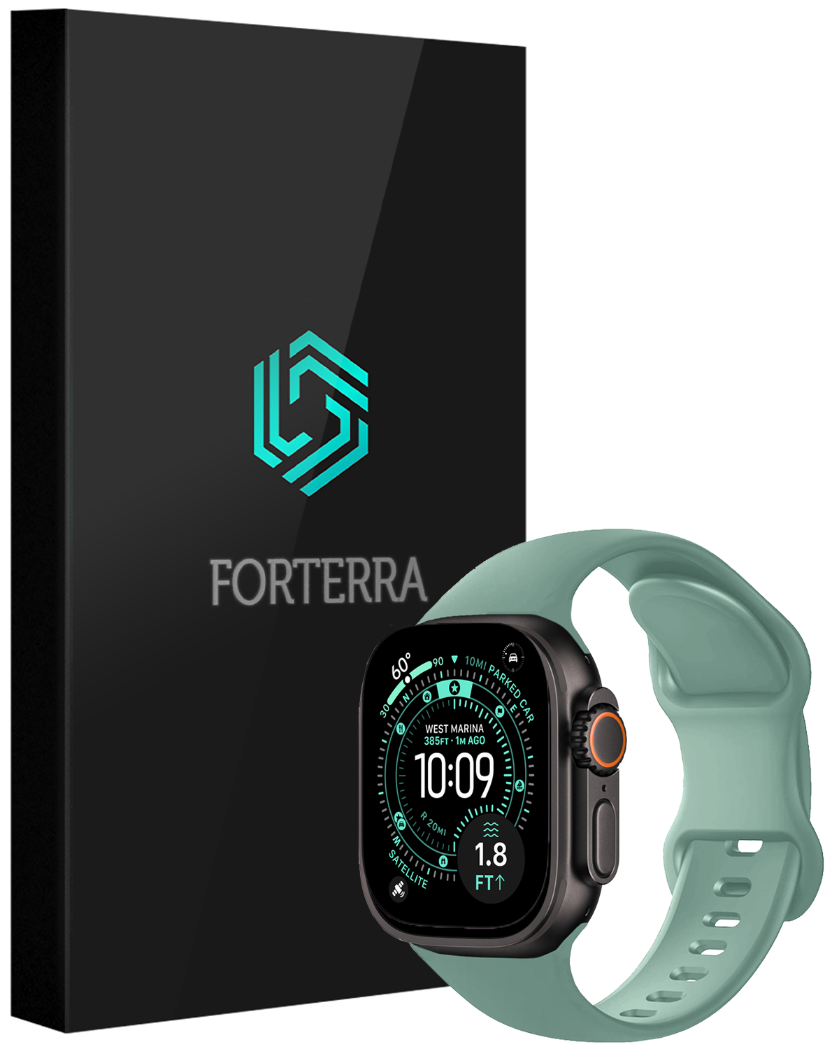 Forterra Forterra Apple Watch Bandje Siliconen Verstelbaar (49 mm) - Cactus