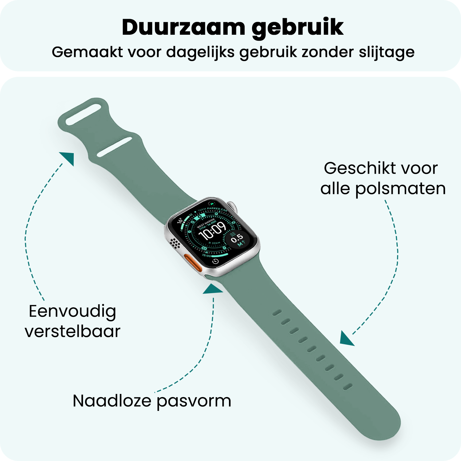 Forterra Forterra Apple Watch Bandje Siliconen Verstelbaar (49 mm) - Cactus
