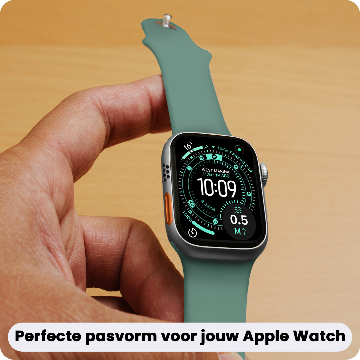 Forterra Forterra Apple Watch Bandje Siliconen Verstelbaar (49 mm) - Cactus