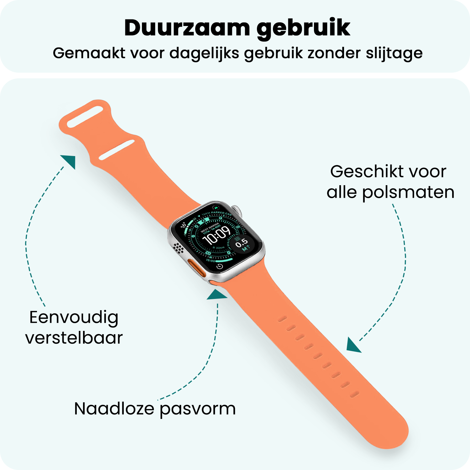 Forterra Forterra Apple Watch Bandje Siliconen Verstelbaar (49 mm) - Calendula