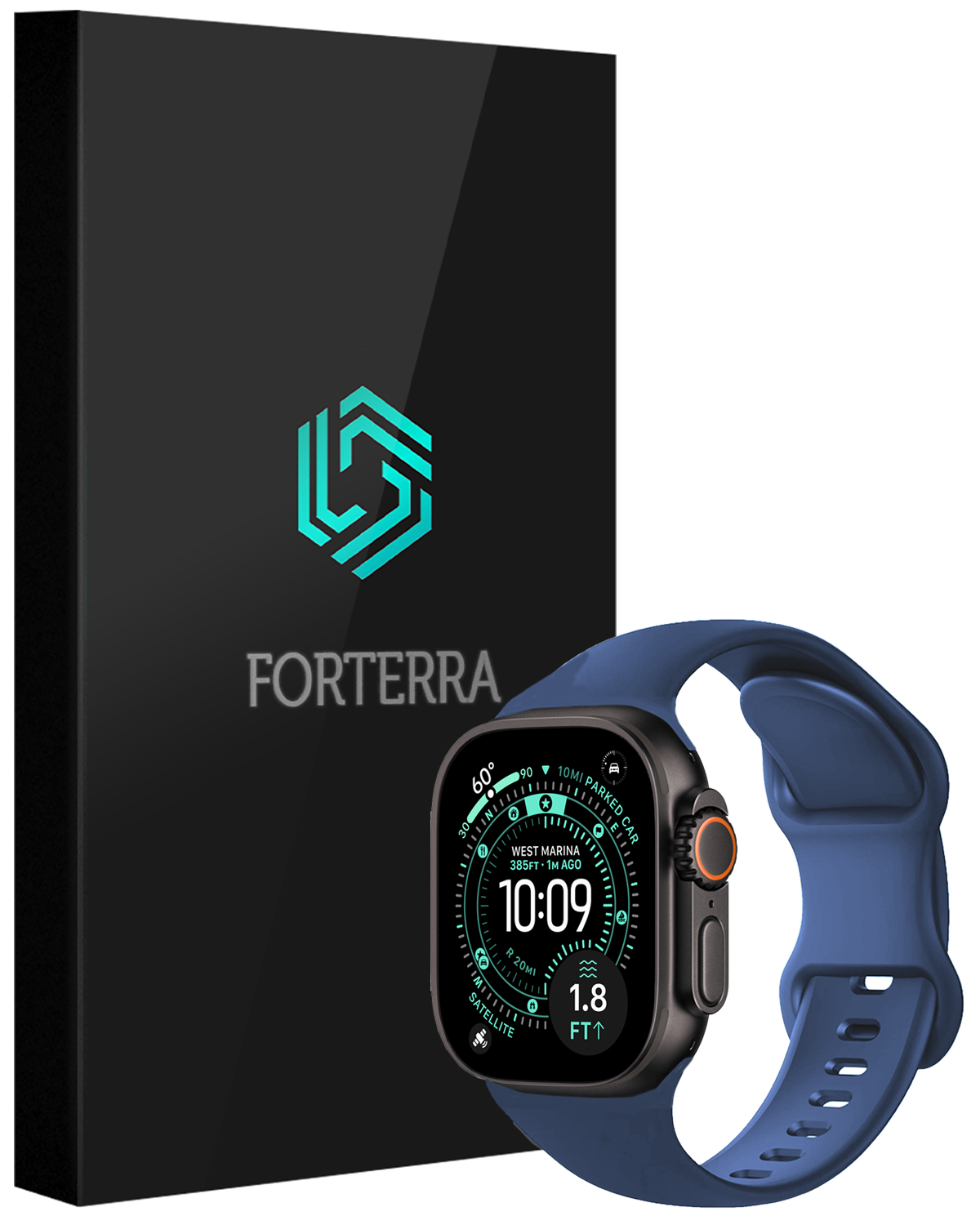 Forterra Forterra Apple Watch Bandje Siliconen Verstelbaar (49 mm) - Donkerblauw