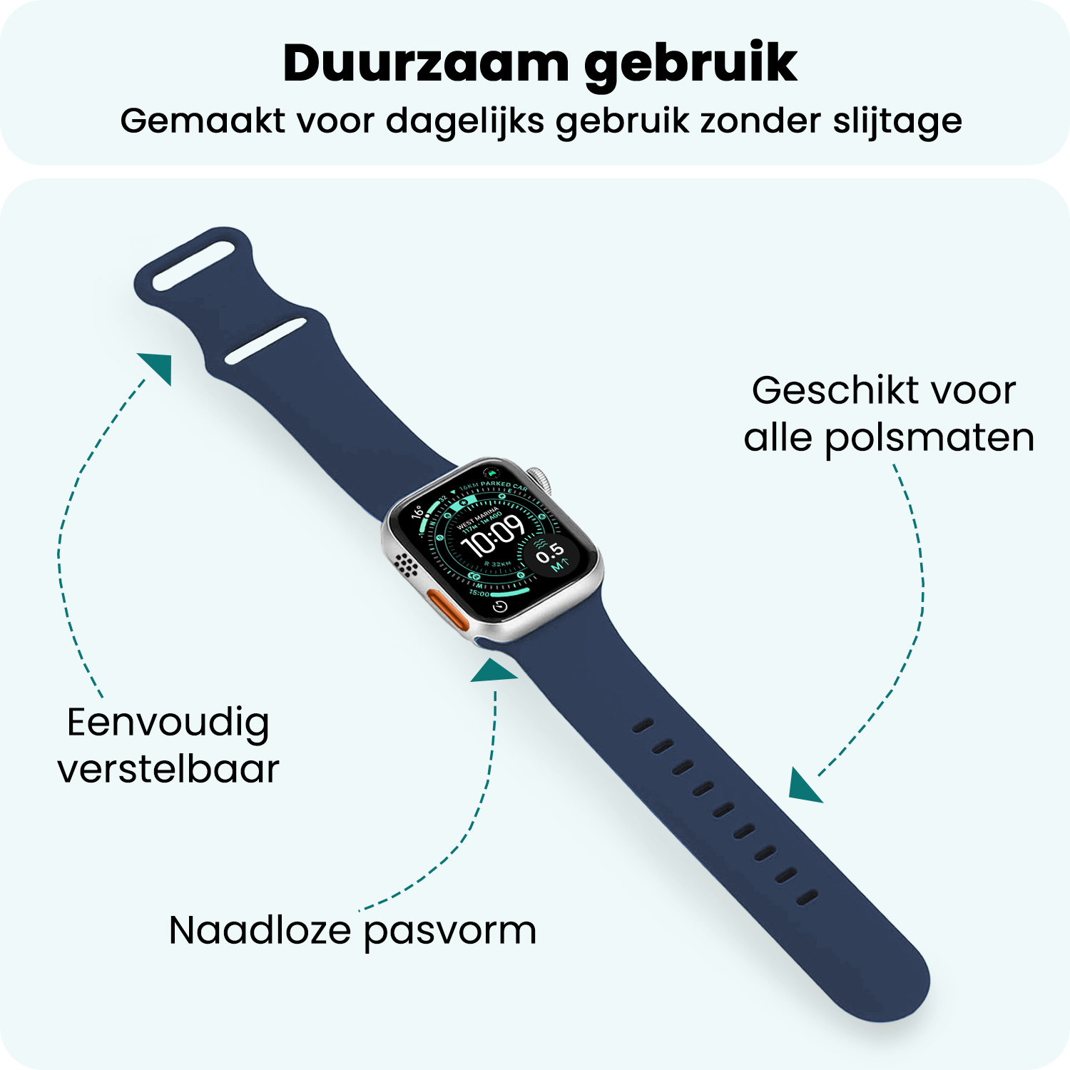 Forterra Forterra Apple Watch Bandje Siliconen Verstelbaar (49 mm) - Donkerblauw