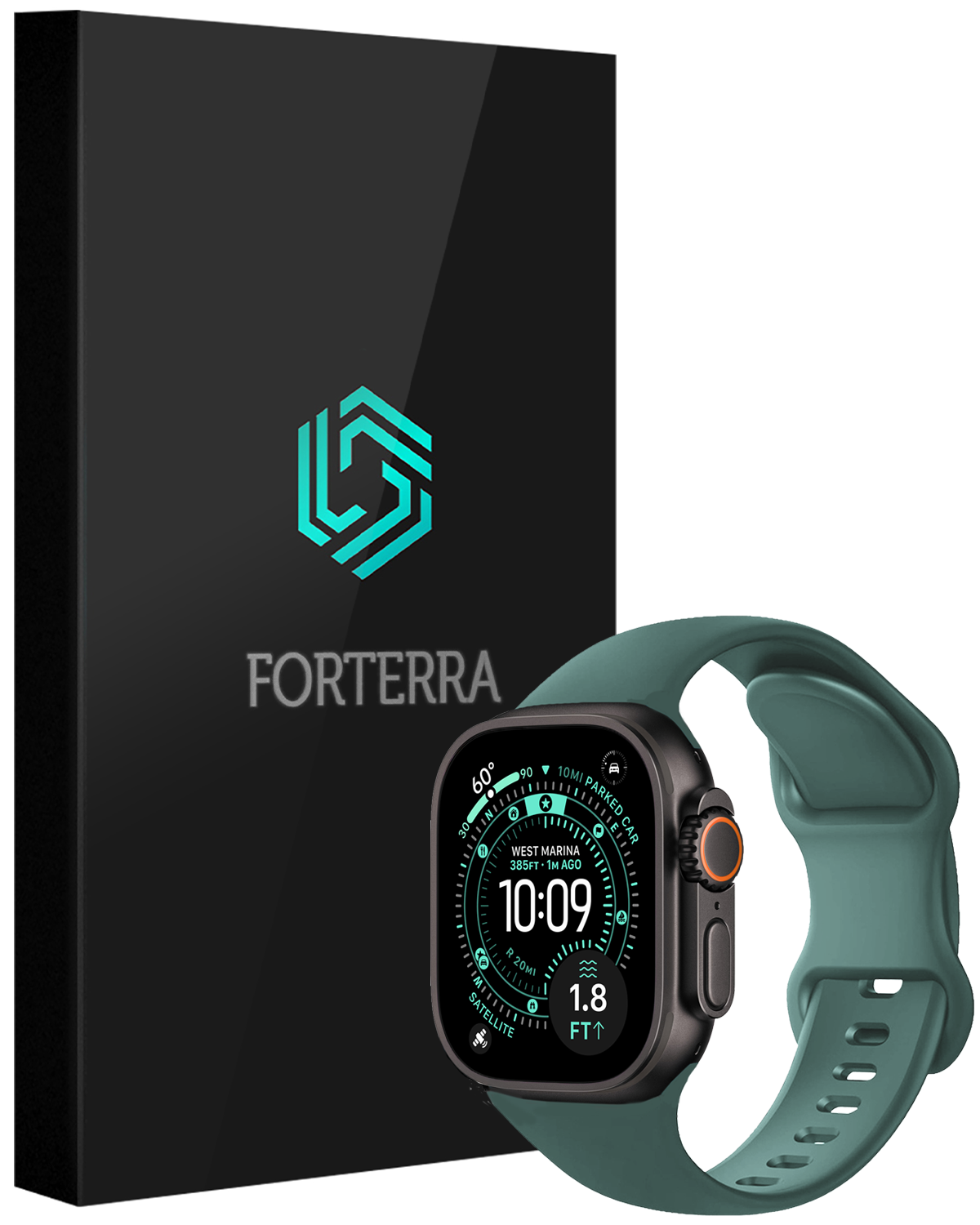 Forterra Forterra Apple Watch Bandje Siliconen Verstelbaar (49 mm) - Donkergroen