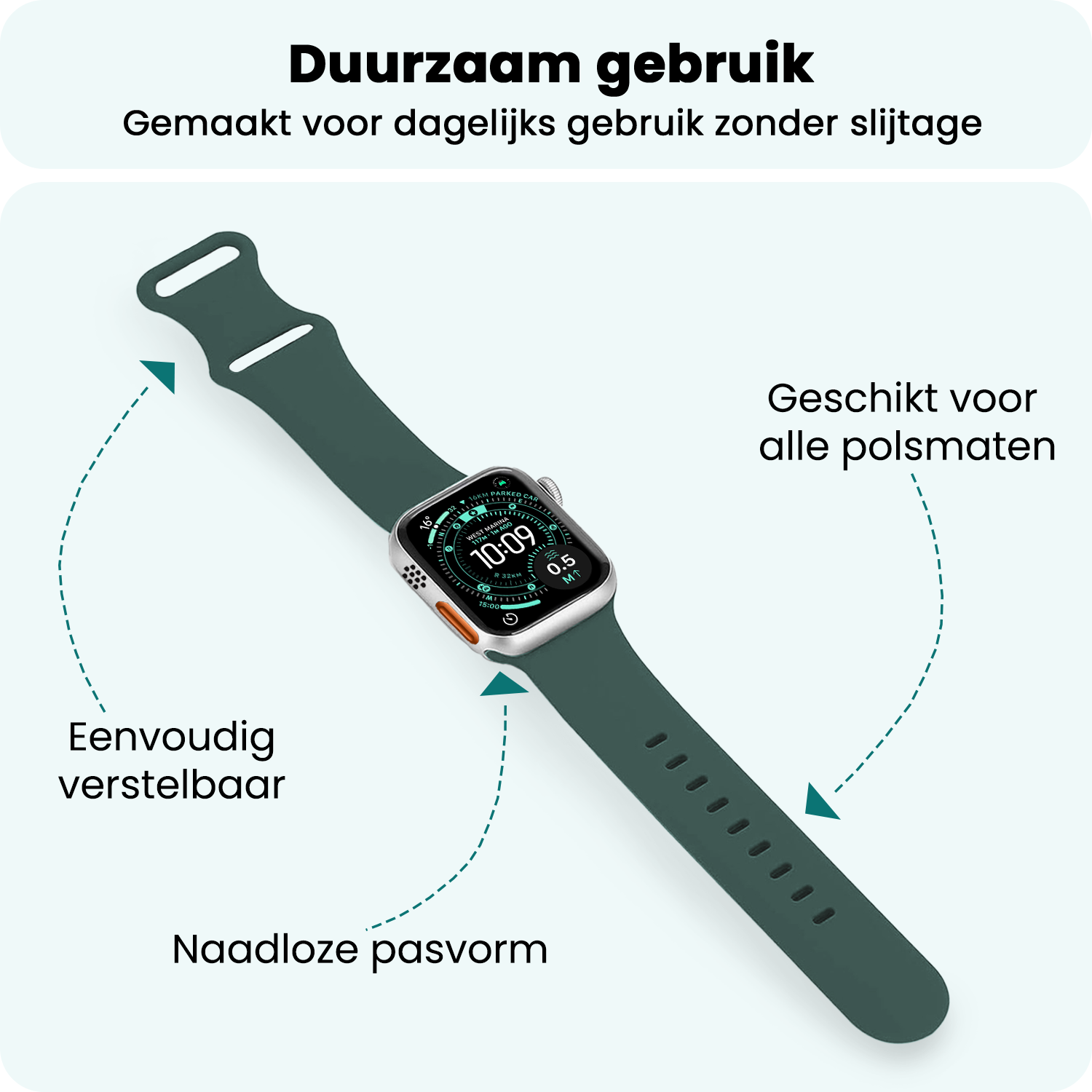 Forterra Forterra Apple Watch Bandje Siliconen Verstelbaar (49 mm) - Donkergroen