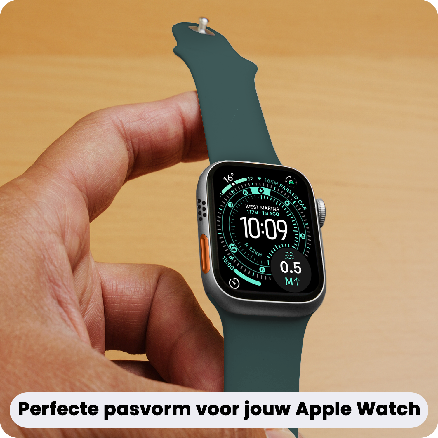 Forterra Forterra Apple Watch Bandje Siliconen Verstelbaar (49 mm) - Donkergroen