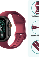Forterra Forterra Apple Watch Bandje Siliconen Verstelbaar (49 mm) - Donker Rood