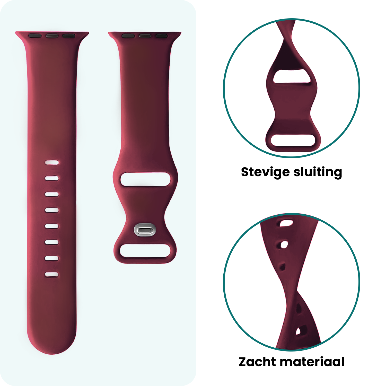 Forterra Forterra Apple Watch Bandje Siliconen Verstelbaar (49 mm) - Donker Rood