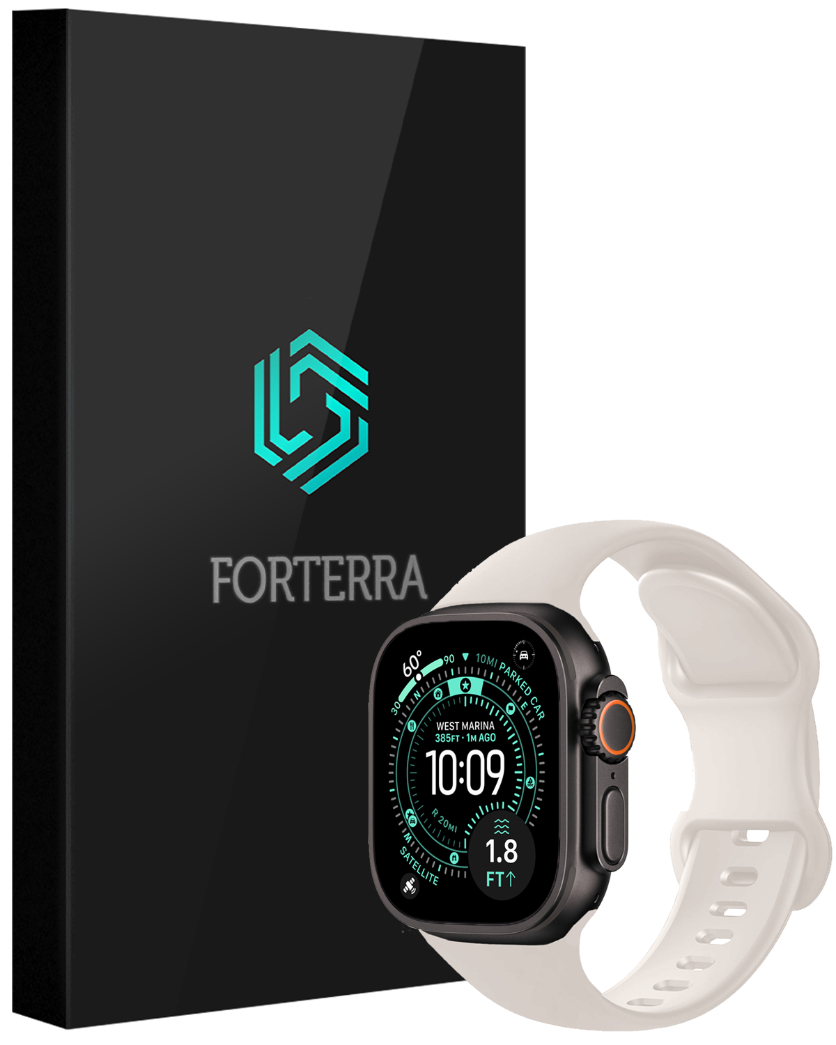 Forterra Forterra Apple Watch Bandje Siliconen Verstelbaar (49 mm) - Ivoor