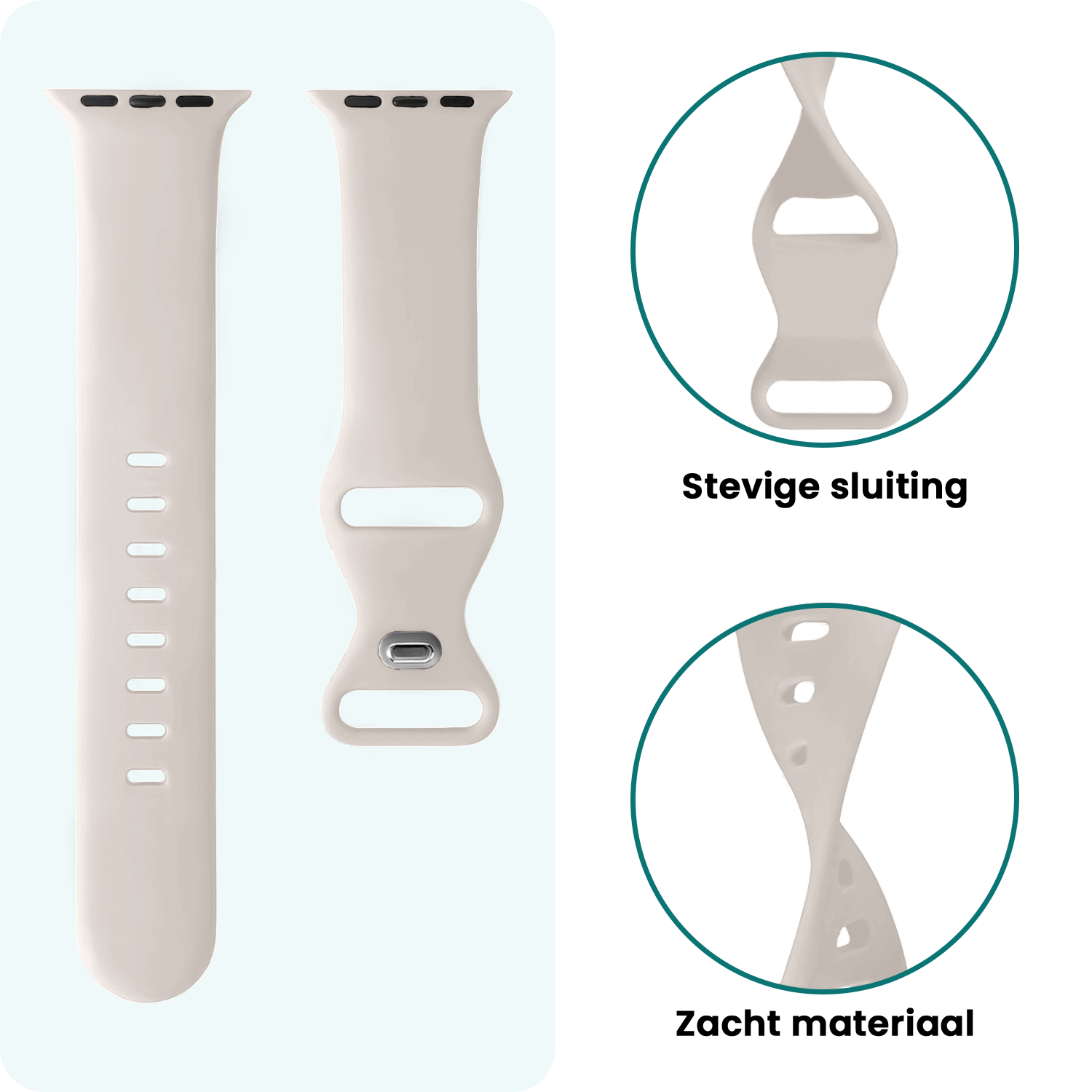 Forterra Forterra Apple Watch Bandje Siliconen Verstelbaar (49 mm) - Ivoor