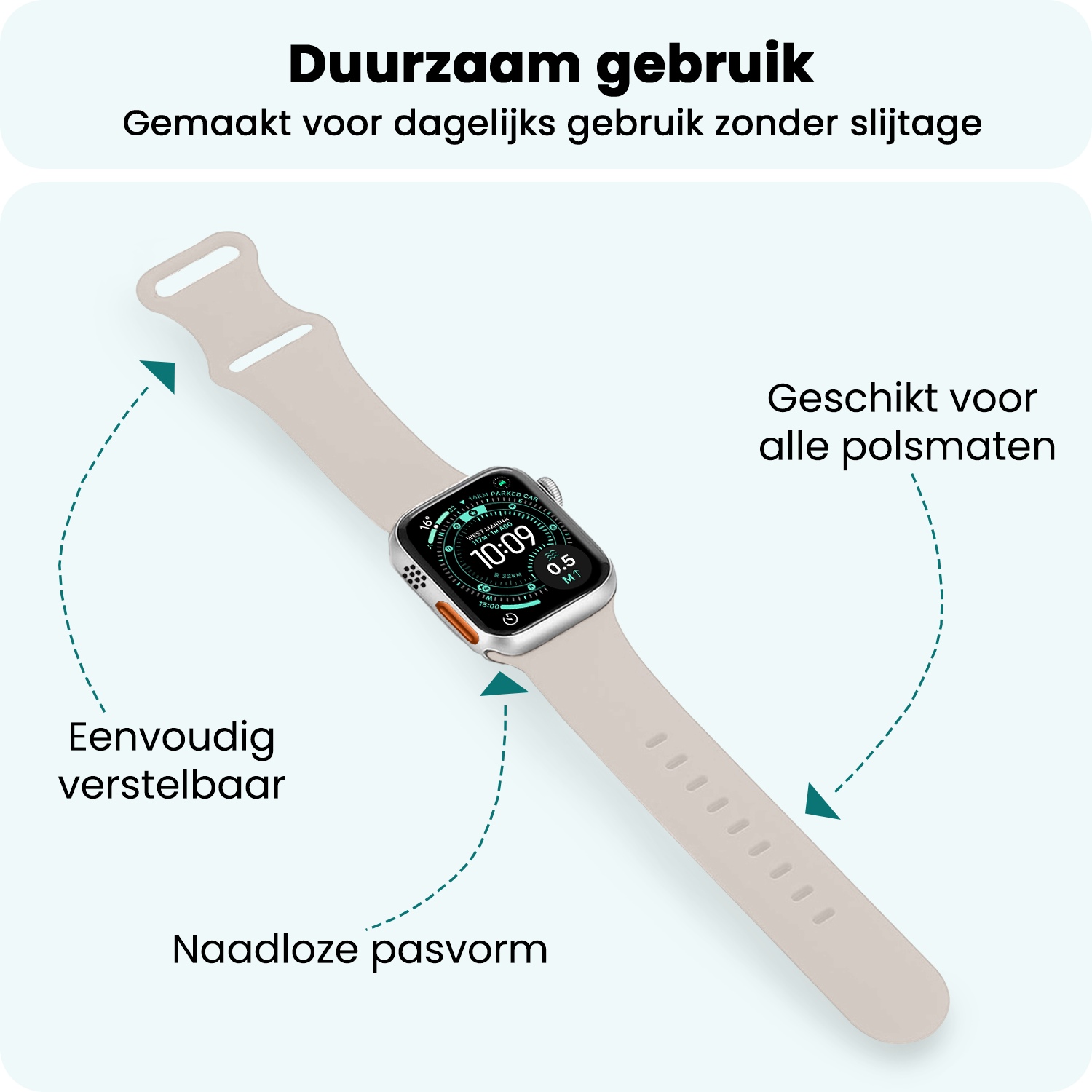 Forterra Forterra Apple Watch Bandje Siliconen Verstelbaar (49 mm) - Ivoor