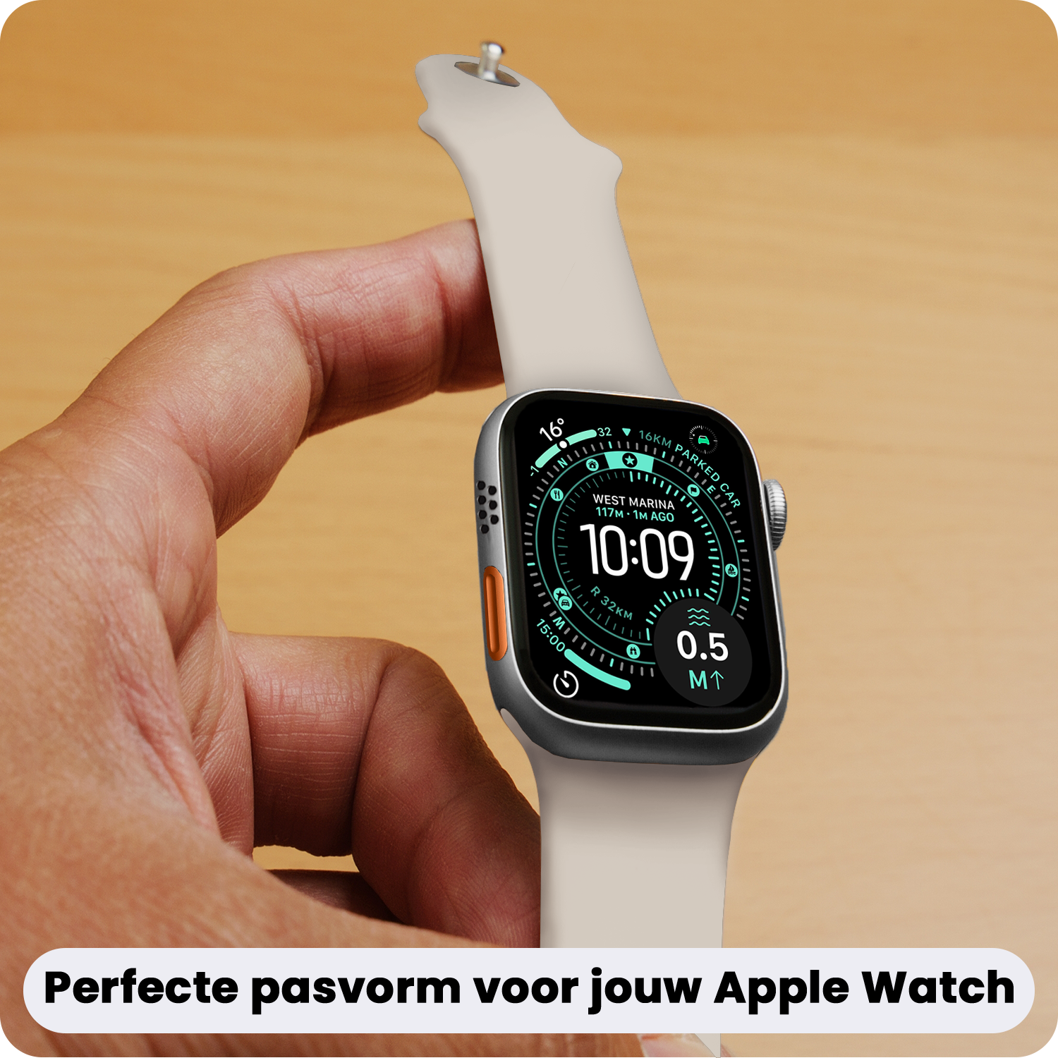 Forterra Forterra Apple Watch Bandje Siliconen Verstelbaar (49 mm) - Ivoor
