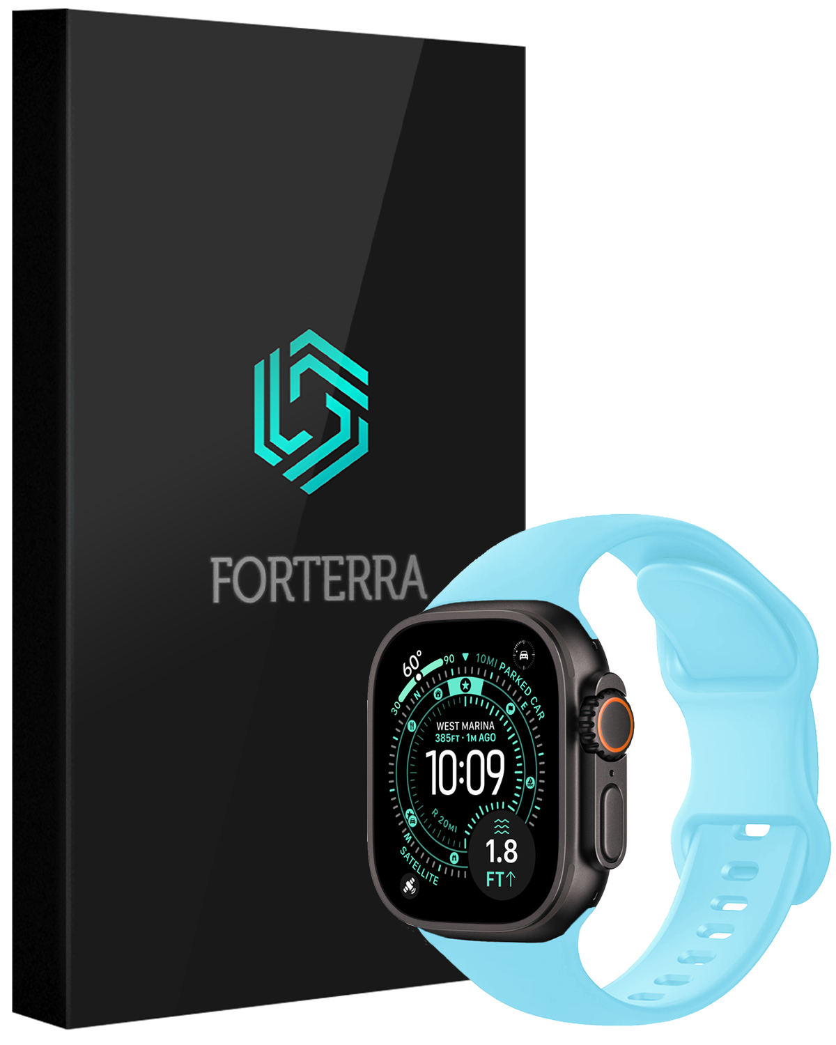Forterra Forterra Apple Watch Bandje Siliconen Verstelbaar (49 mm) - Lichtblauw