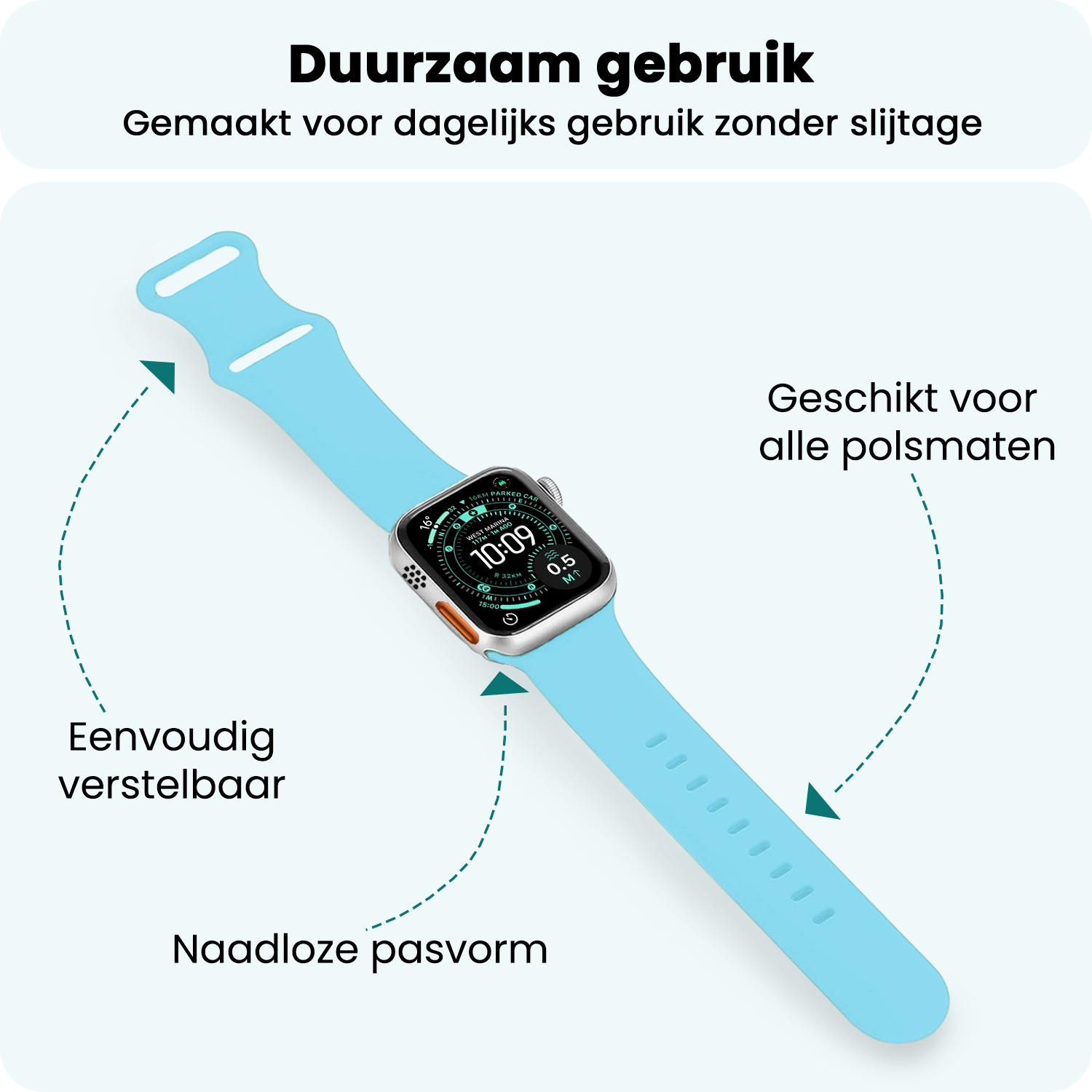 Forterra Forterra Apple Watch Bandje Siliconen Verstelbaar (49 mm) - Lichtblauw