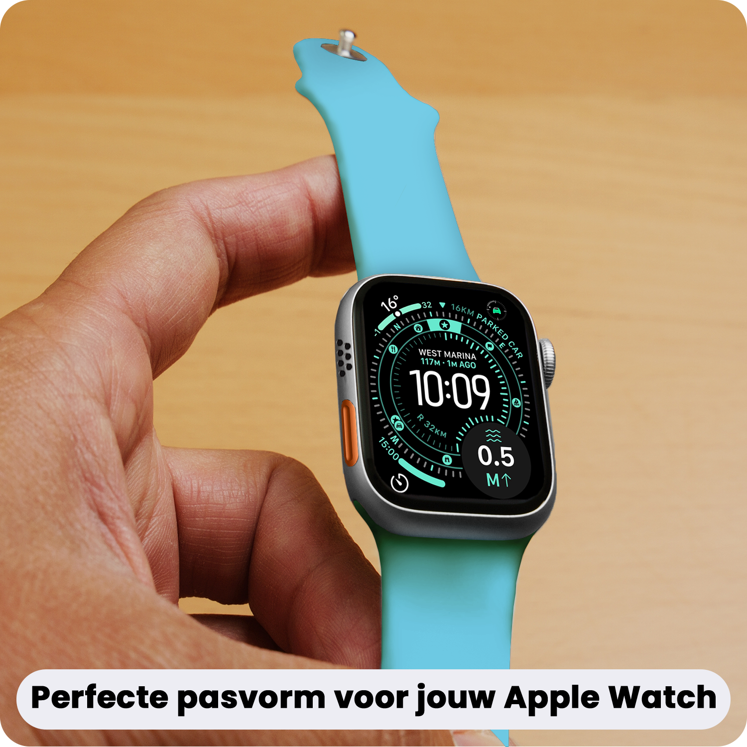 Forterra Forterra Apple Watch Bandje Siliconen Verstelbaar (49 mm) - Lichtblauw