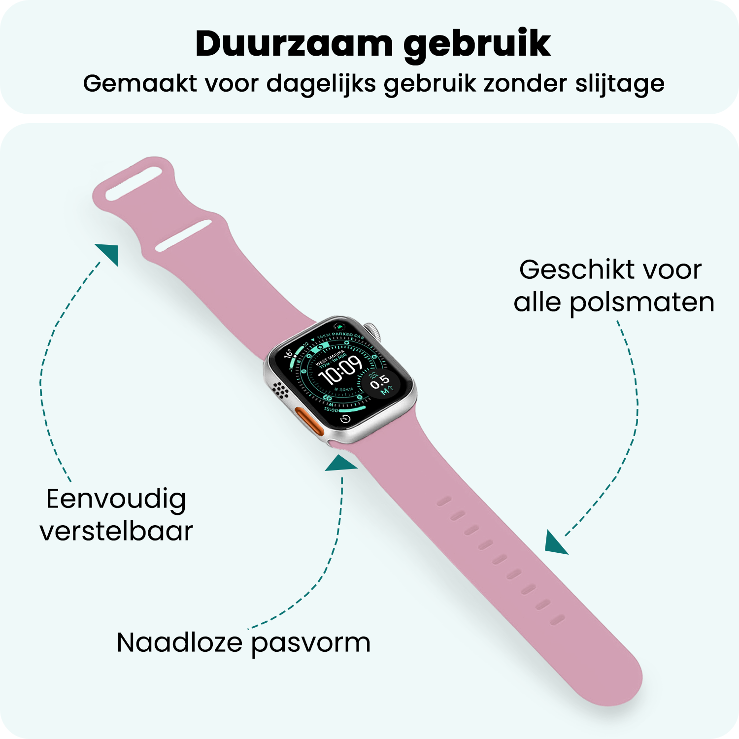 Forterra Forterra Apple Watch Bandje Siliconen Verstelbaar (49 mm) - Lila