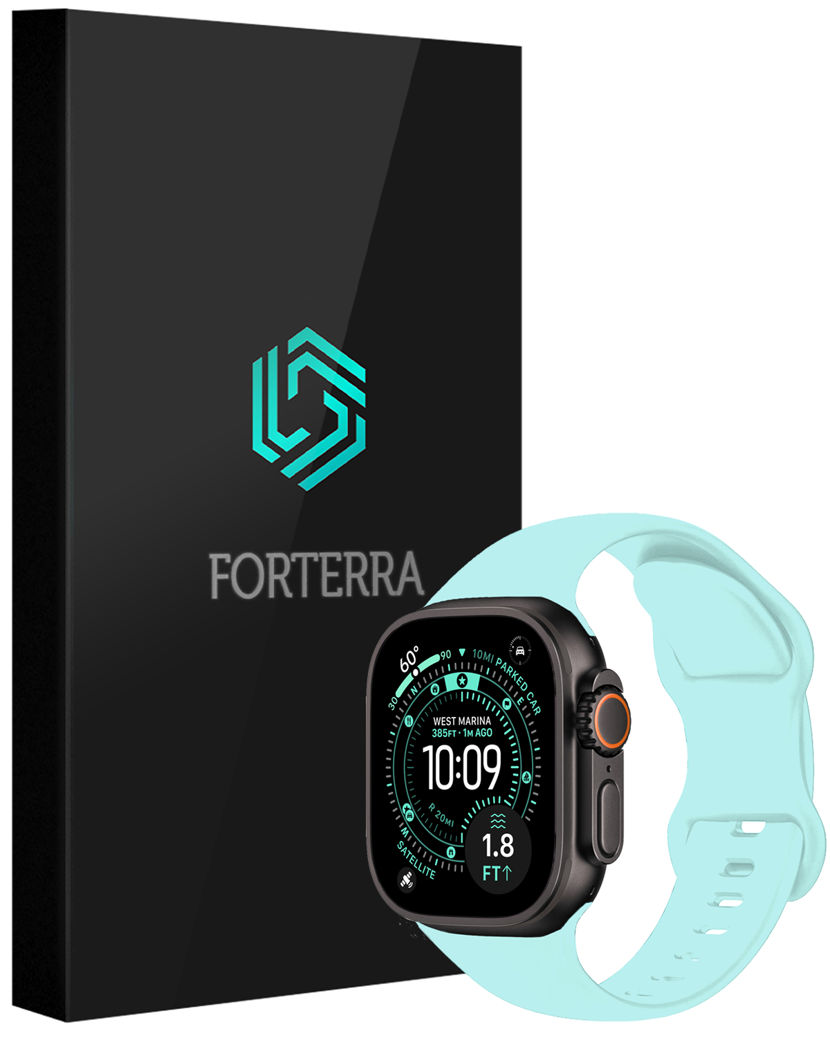 Forterra Forterra Apple Watch Bandje Siliconen Verstelbaar (49 mm) - Mint