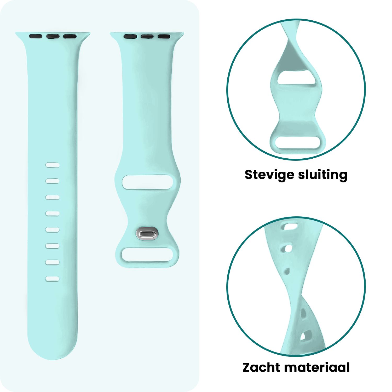 Forterra Forterra Apple Watch Bandje Siliconen Verstelbaar (49 mm) - Mint