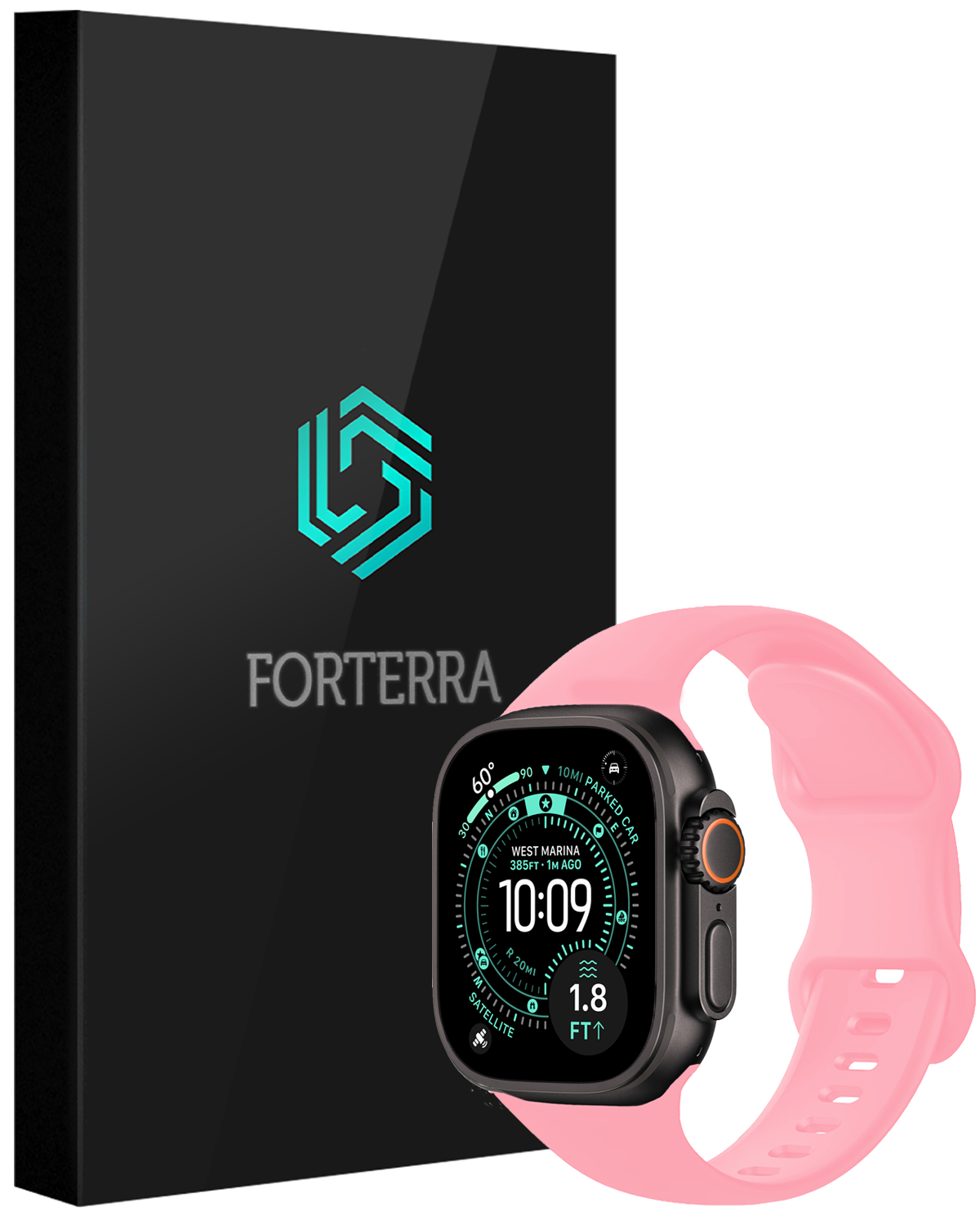 Forterra Forterra Apple Watch Bandje Siliconen Verstelbaar (49 mm) - Roze