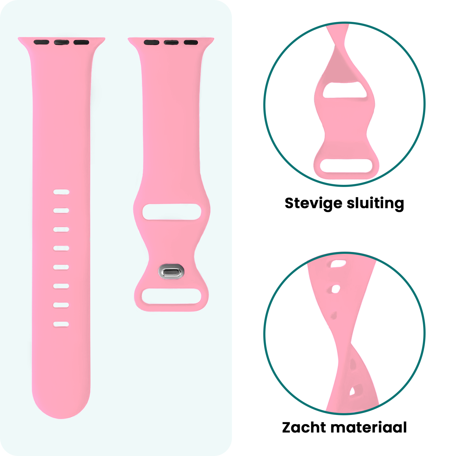 Forterra Forterra Apple Watch Bandje Siliconen Verstelbaar (49 mm) - Roze