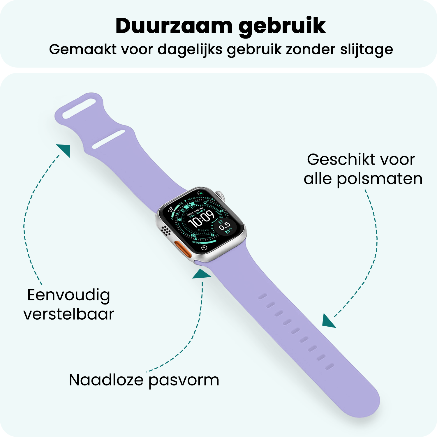 Forterra Forterra Apple Watch Bandje Siliconen Verstelbaar (49 mm) - Violet